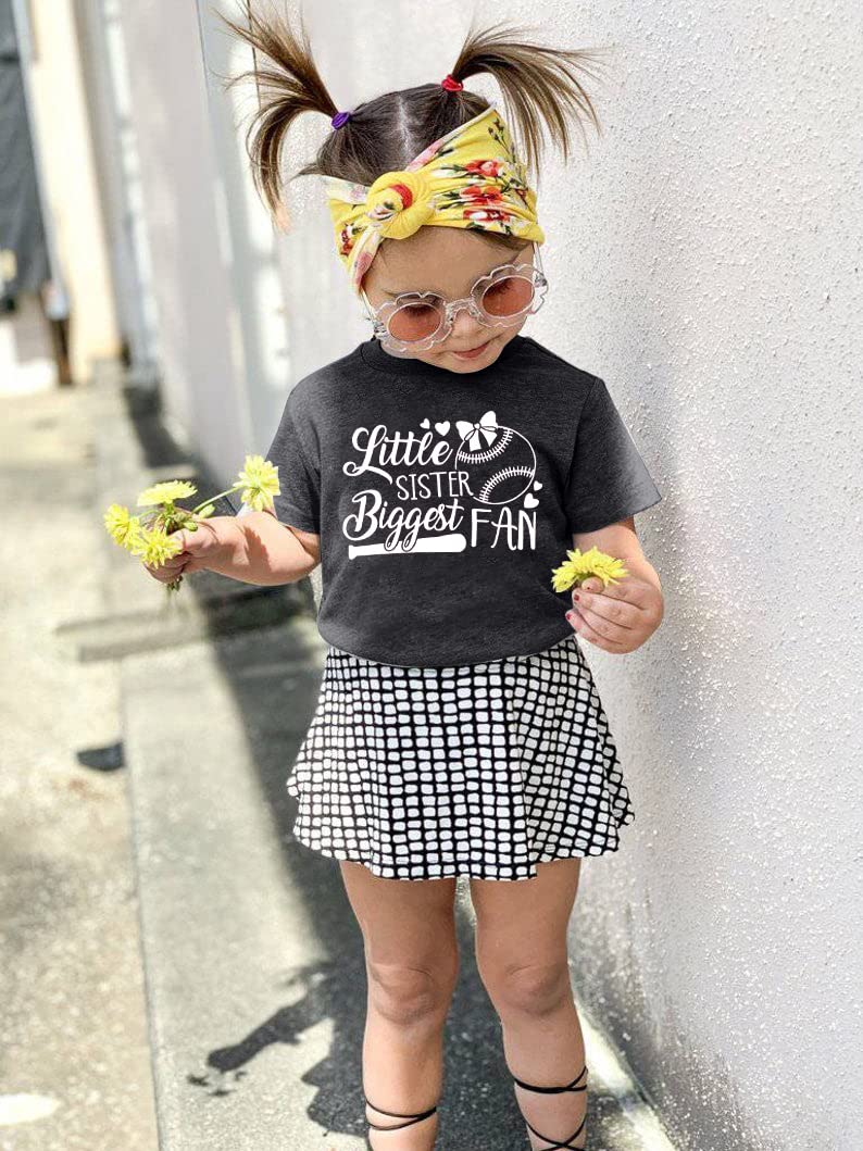 FRYAID Baby Girls Baseball Shirt - Big Sister Cotton Tee for Summer Play