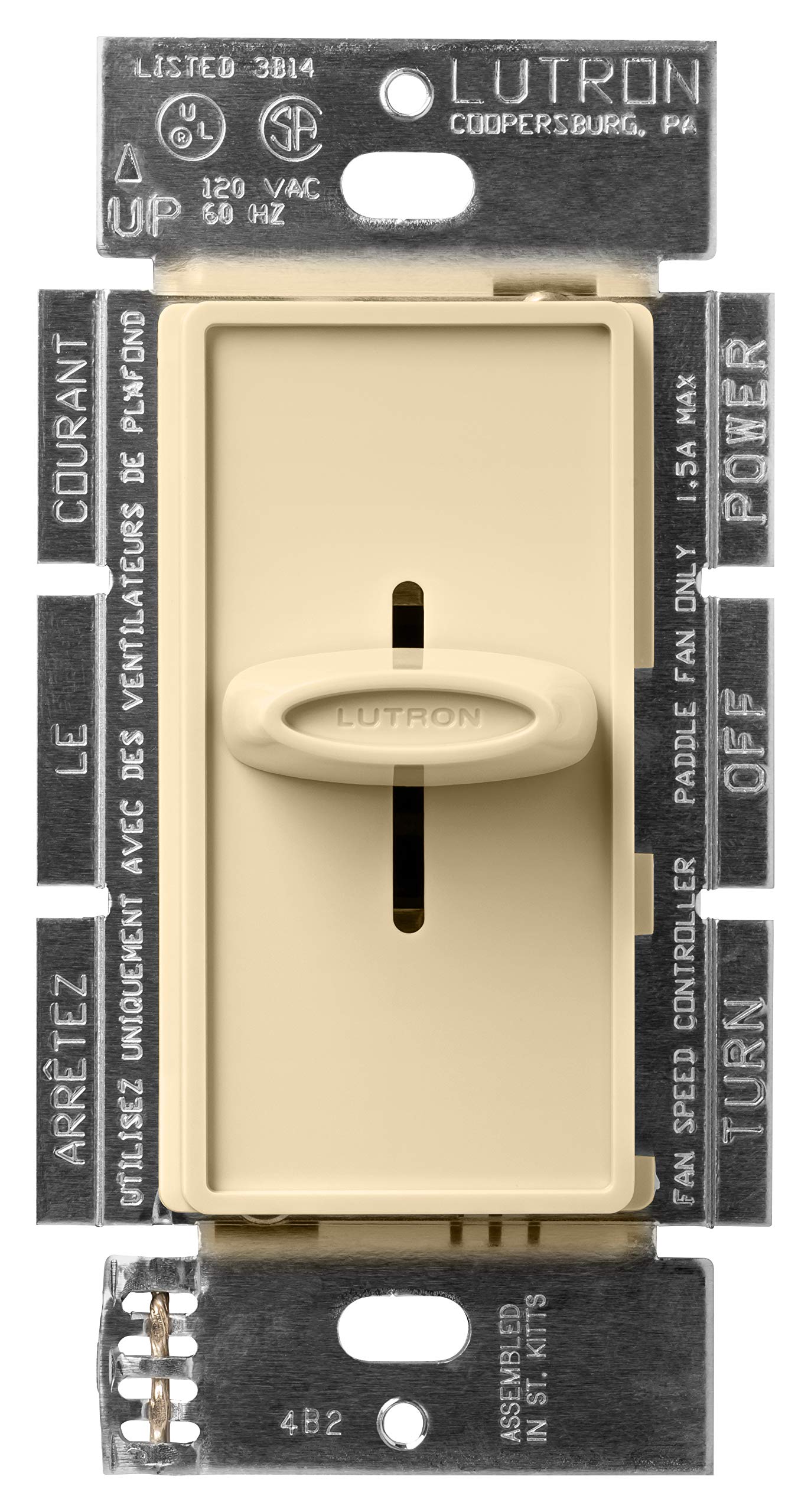 Lutron SFSQ-F-IV Ceiling Fan Speed Controller in Ivory - Perfect for Home, Office, and Bedroom Lighting Control
