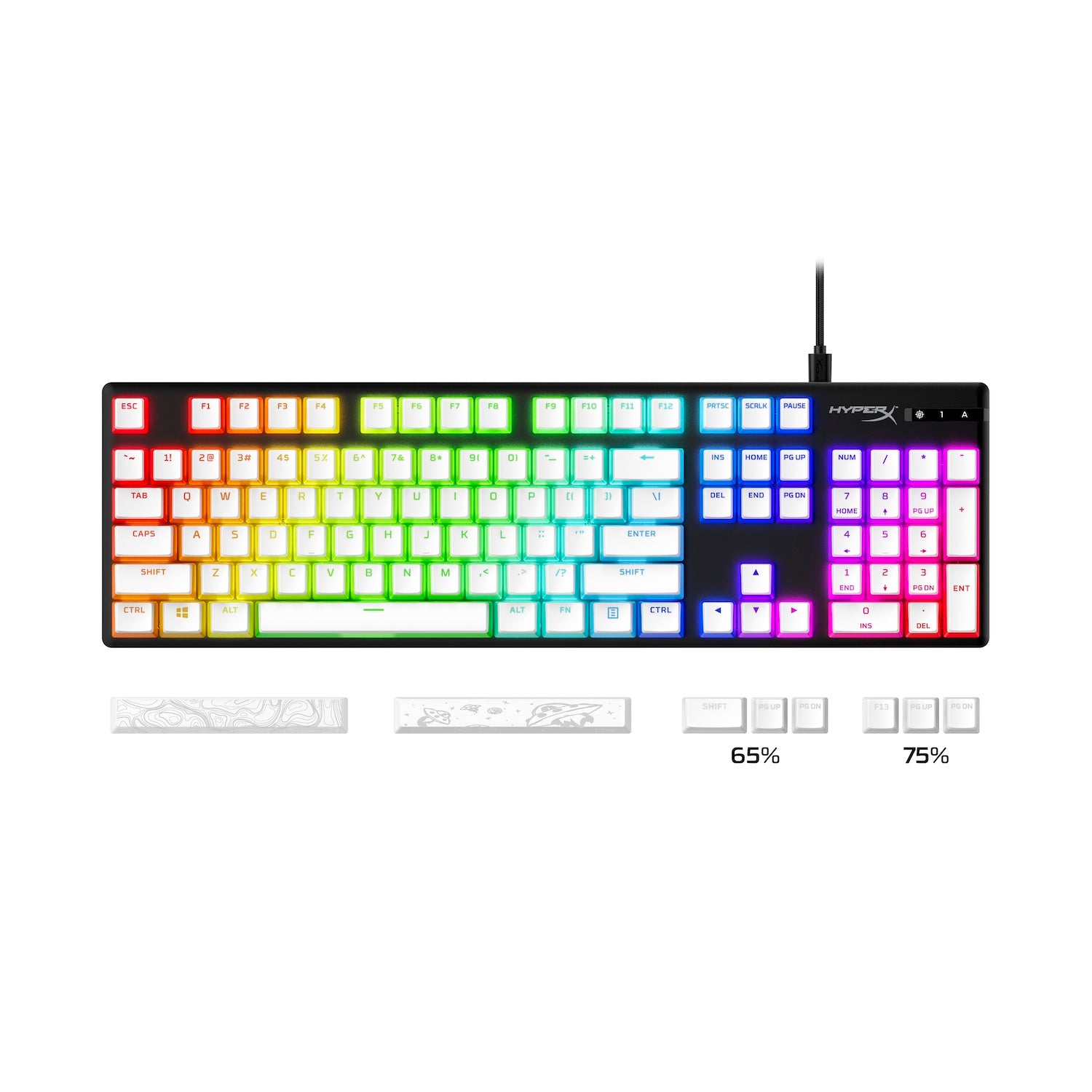 HyperX Pudding Keycaps 2 - Full 104/105 Key Set - PBT Double-Shot Keycaps for Mechanical Keyboards - Perfect for Gaming, Typing & Custom PC Builds