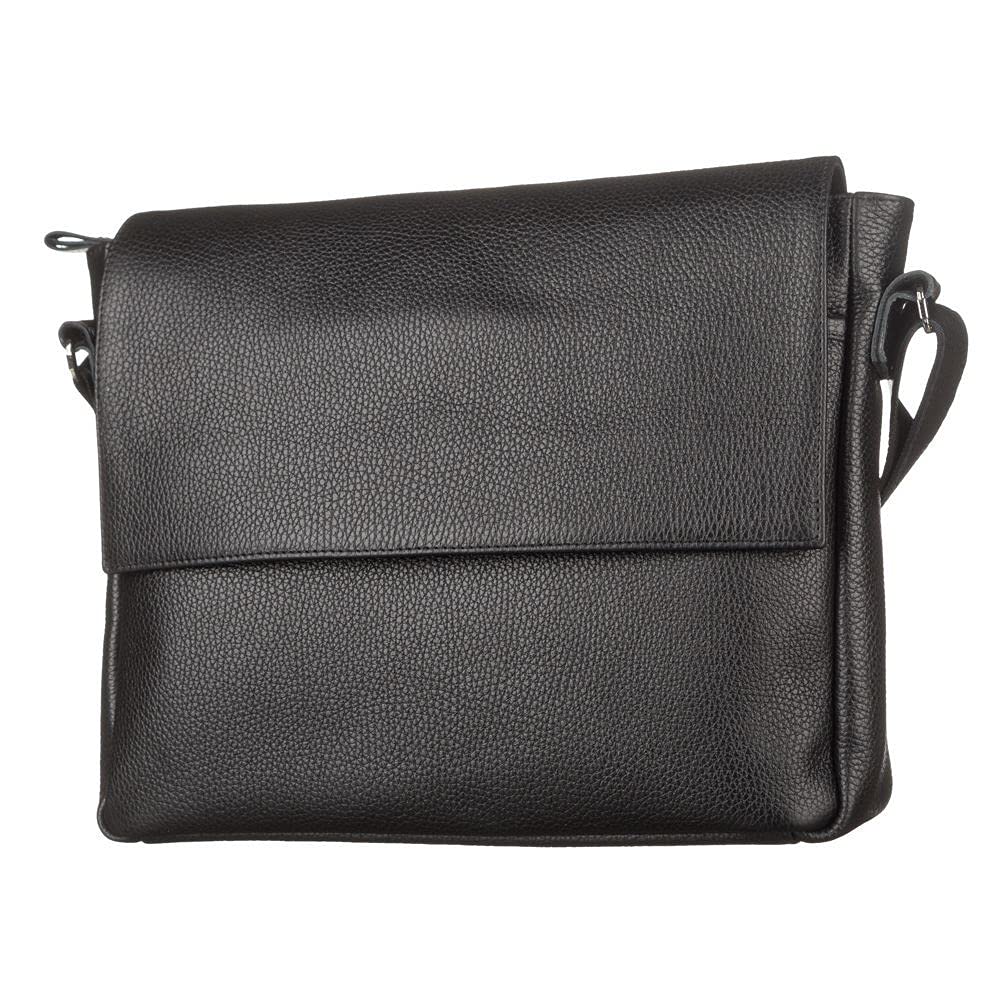 Premium Genuine Leather Messenger Bag for Men - Stylish & Durable Crossbody Shoulder Bag - Perfect for Work, Travel & Daily Commute - Black (Model 11043)