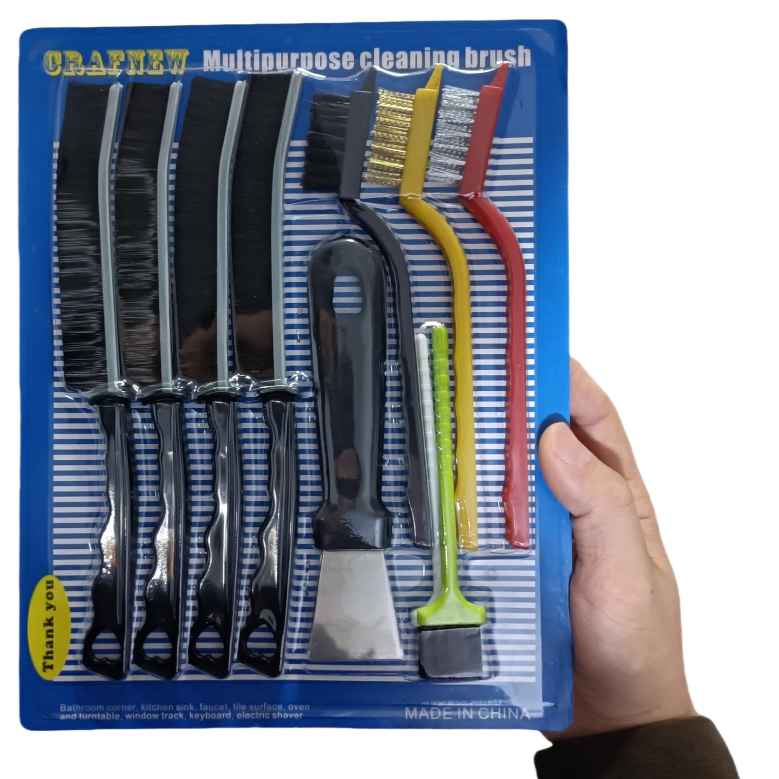 10Pcs Crevice Cleaning Brush Set - Heavy Duty Hard Bristle Gap Cleaning Tools for Tight Spaces, Bathroom Tiles, Kitchen Sinks & Hard-to-Reach Areas - Perfect for Home, Office and Car Interior Cleaning