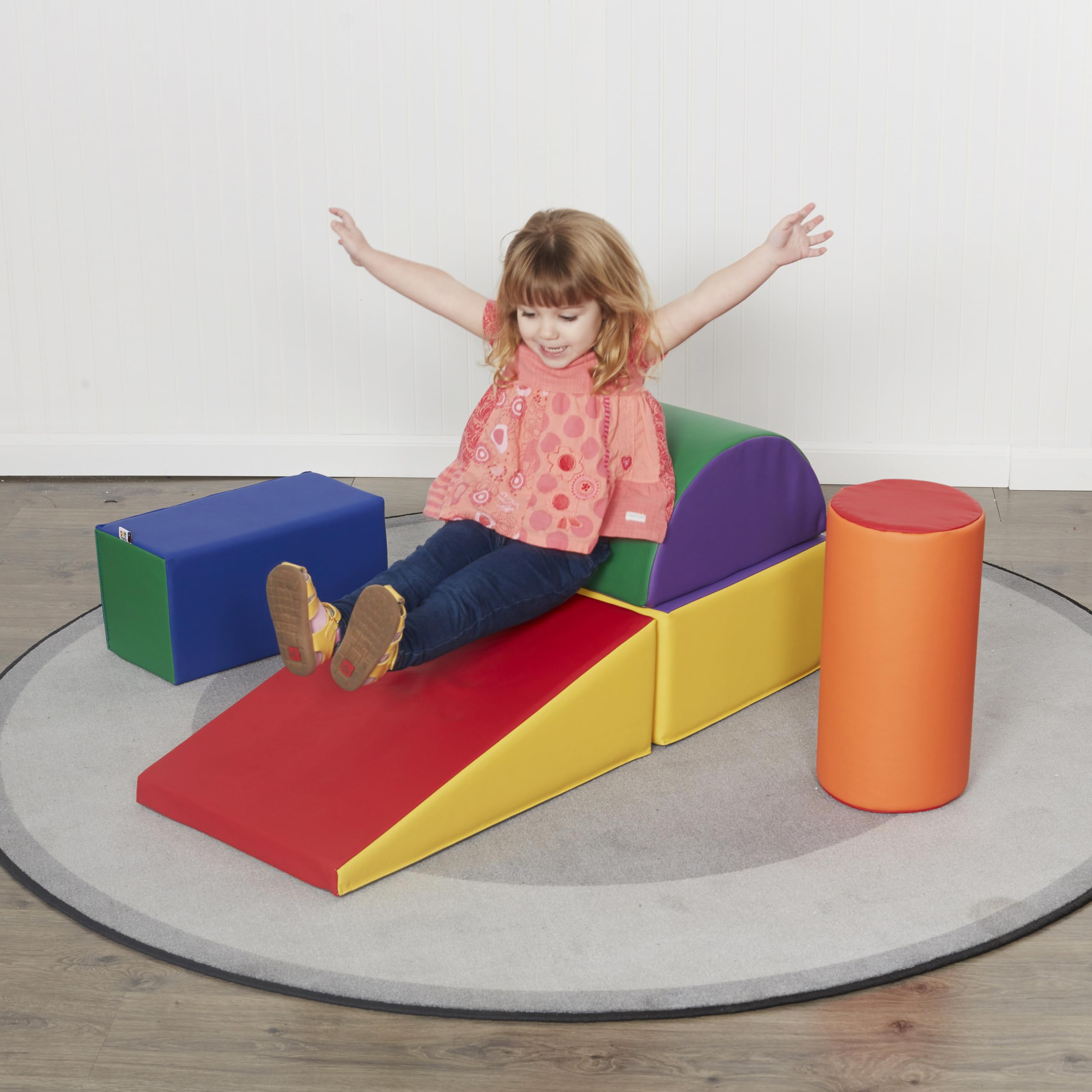 ECR4Kids SoftZone Climb and Crawl Playset - 5-Piece Foam Building Blocks for Toddlers | Safe Indoor Play Equipment for Daycare, Preschool & Home Playroom