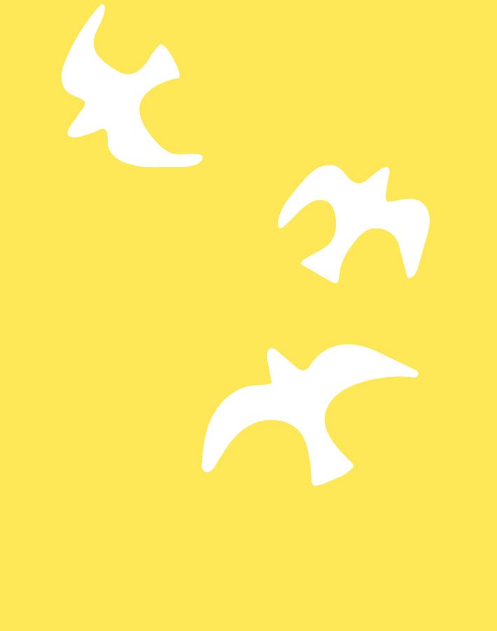 Gulls Wallpaper by Tea Collection - Daffodil Yellow Floral Design for Coastal & Nautical Home Decor