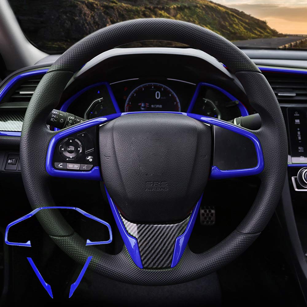 BOYUER 15PCS Interior Accessories Kit for 10th Gen Honda Civic (2016-2021) - Center Console Cover, Gear Box Trim & Decorative Stickers - Blue - Upgrade Your Car Interior Style for Daily Commute & Road Trips