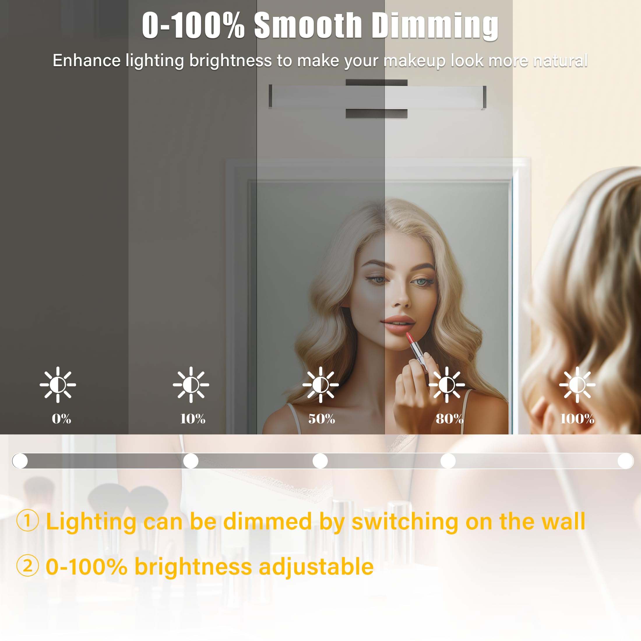 NOVELUX 24-inch LED Vanity Light - 25W 2200LM Dimmable Bathroom Mirror Light Fixture, 4000K Natural White, Energy Efficient & Easy Installation (1 Pack) - Perfect for Bathroom, Dressing Room & Makeup Area Lighting