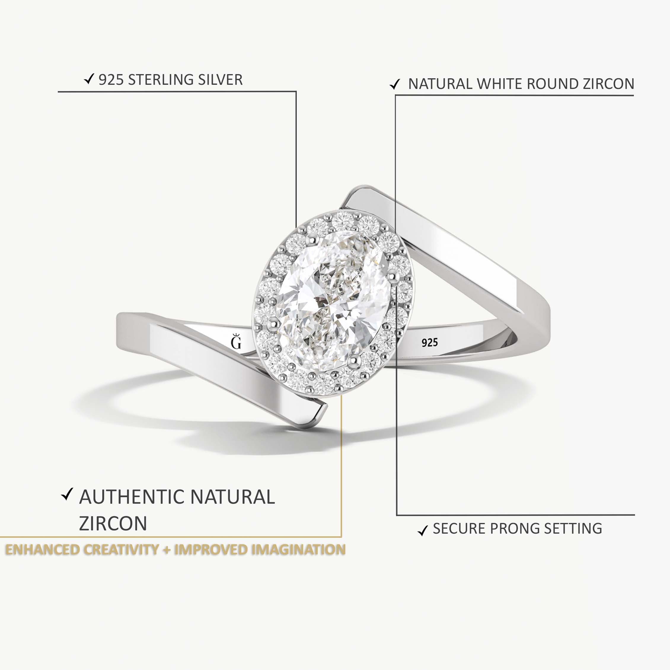 18K Gold Vermeil or Sterling Silver Oval Simulated Diamond Ring - Elegant Jewelry for Engagement, Wedding & Special Occasions