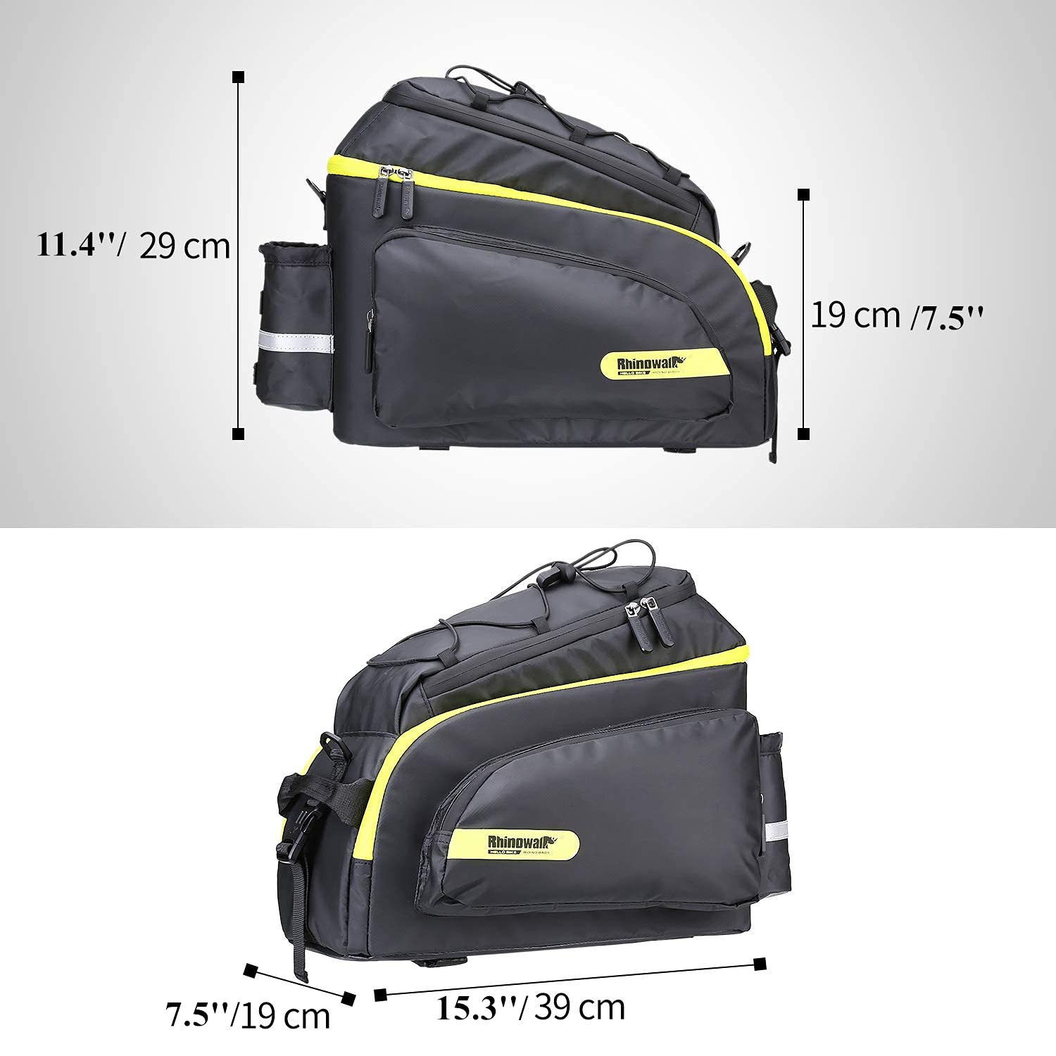 HUNTVP 17L Waterproof Bike Trunk Bag - Rear Seat Pannier for Bicycle Cargo Rack, Commuter Shoulder Bag with Laptop Compartment (Black) | Perfect for Cycling, Work Commute & Outdoor Adventures