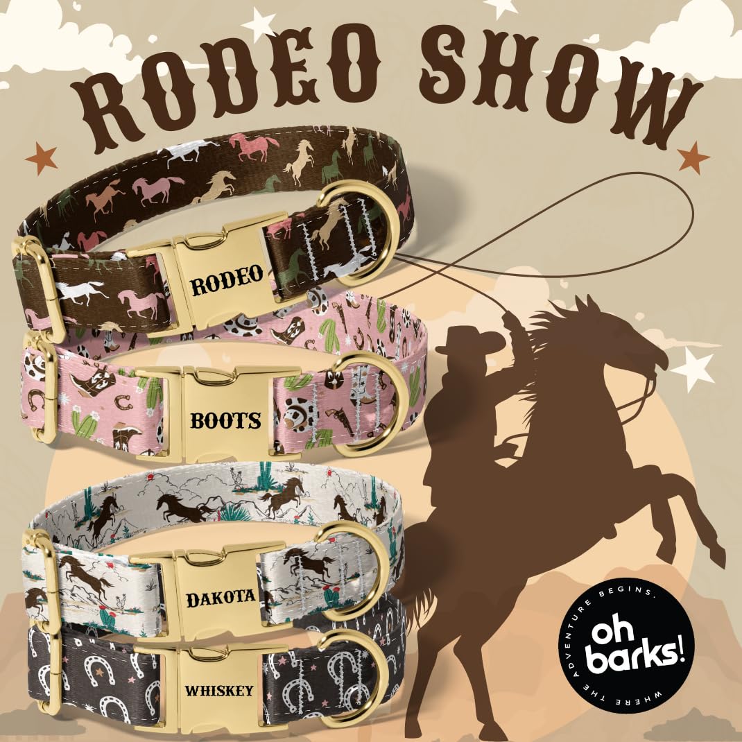 Pink Western Dog Collar for Large Dogs - Personalized Cowgirl & Cowboy Style Pet Collar - Unique Dog Gift for Country Lovers - Perfect for Rodeo, Ranch & Outdoor Adventures