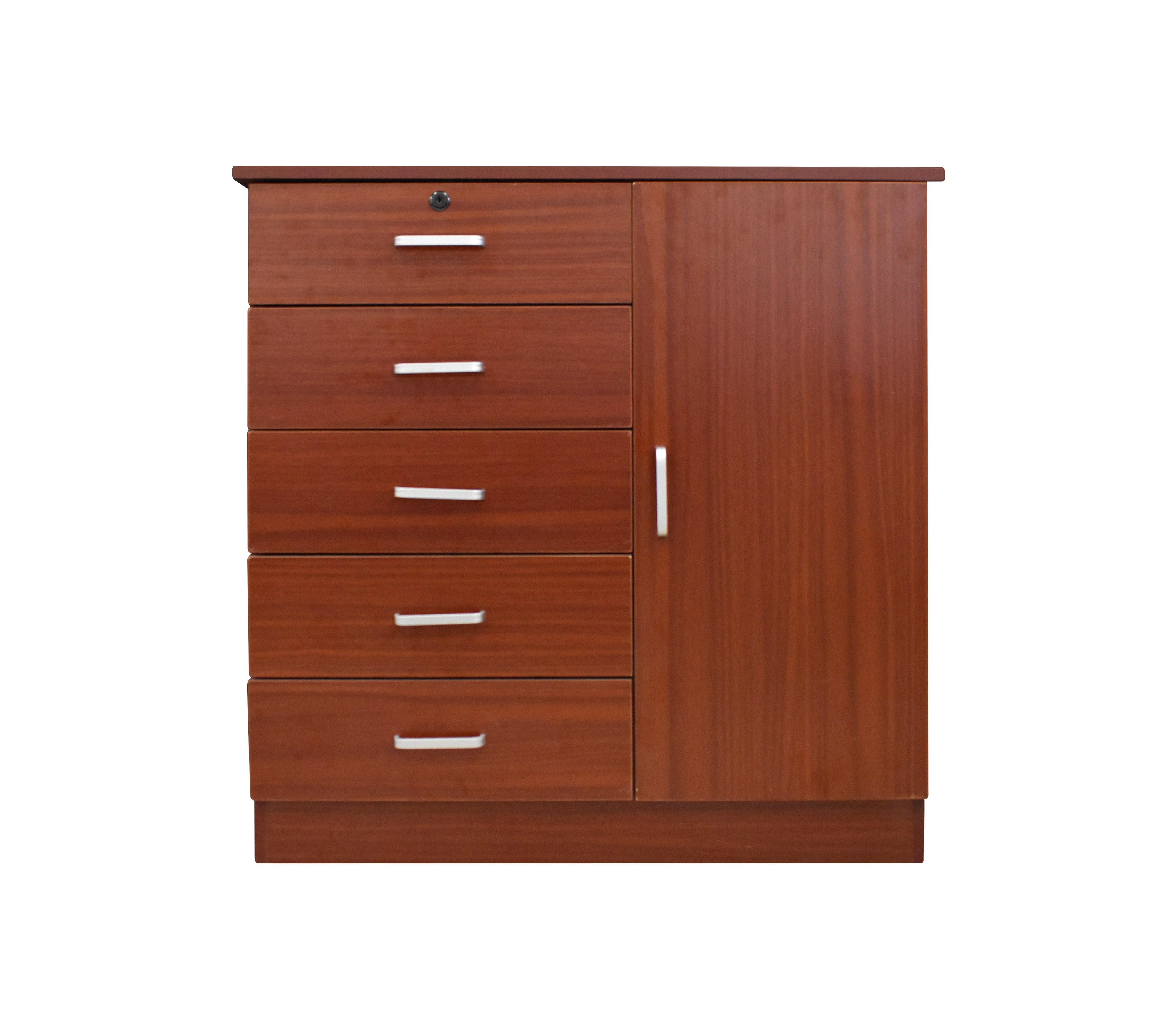 5-Drawer Sapeli Wood Cabinet with Door - Stylish Storage Solution for Home, Office & Bedroom Organization