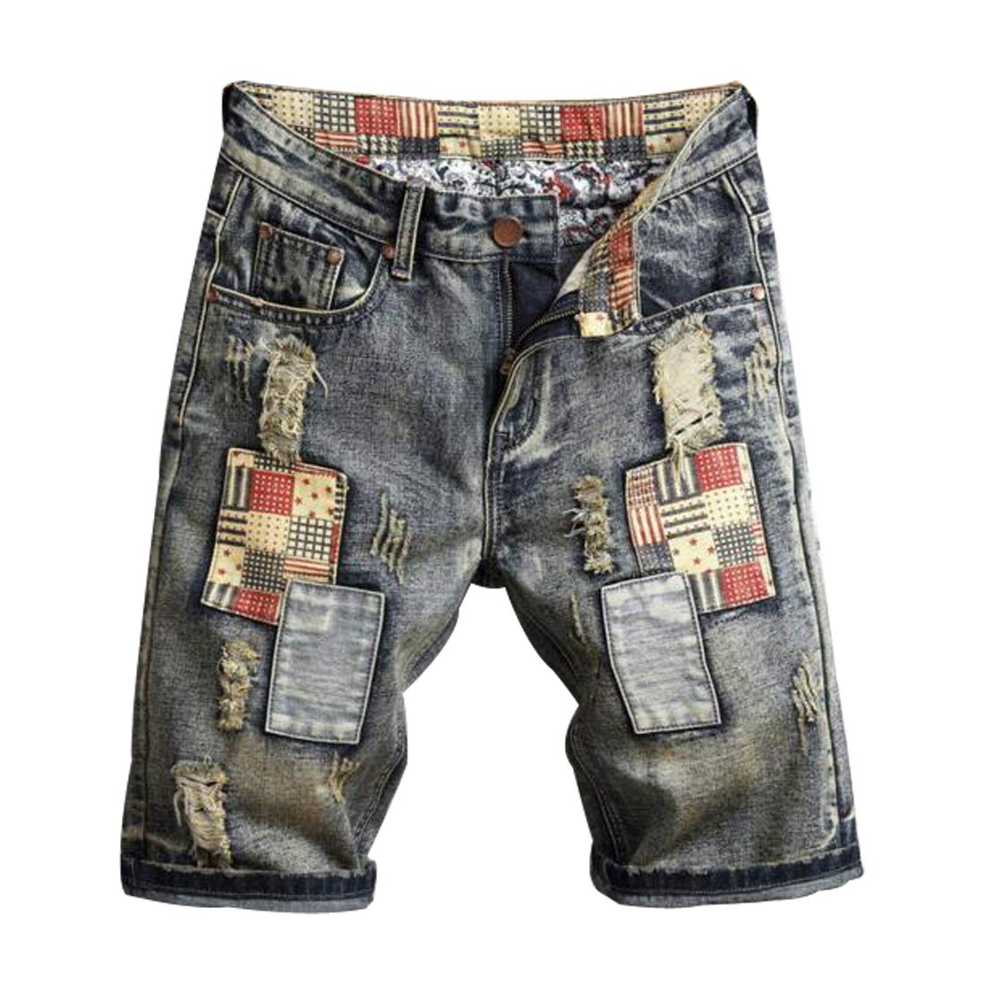 Vintage Slim Fit Distressed Denim Shorts for Men - HZCX FASHION Cut-Off Jean Shorts | Perfect for Summer Outfits, Beach Vacations & Casual Street Style