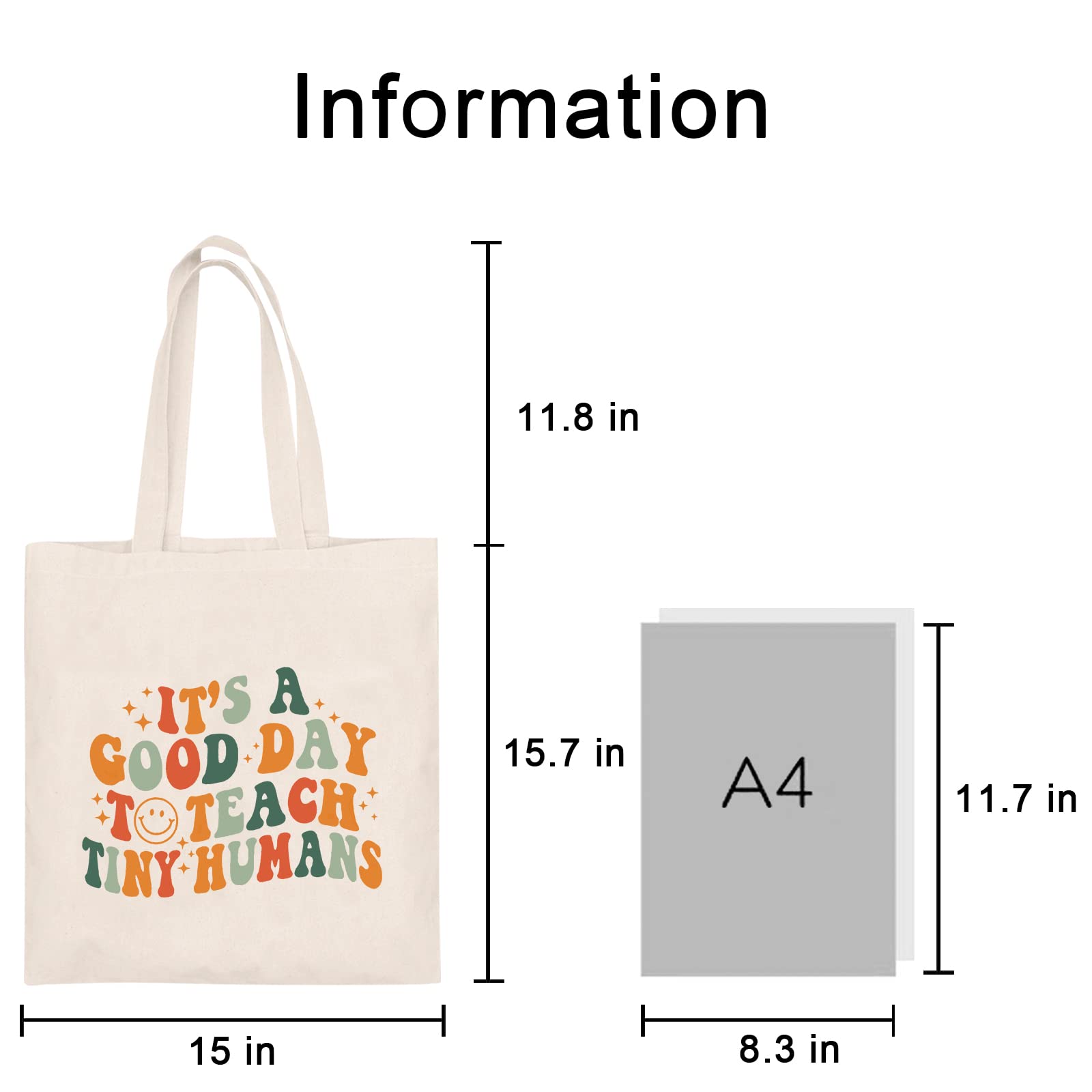 Teacher Appreciation Gift Ideas - Cute Canvas Tote Bags for School, Beach & Grocery Shopping | Reusable Eco-Friendly Summer Travel Bag for Women