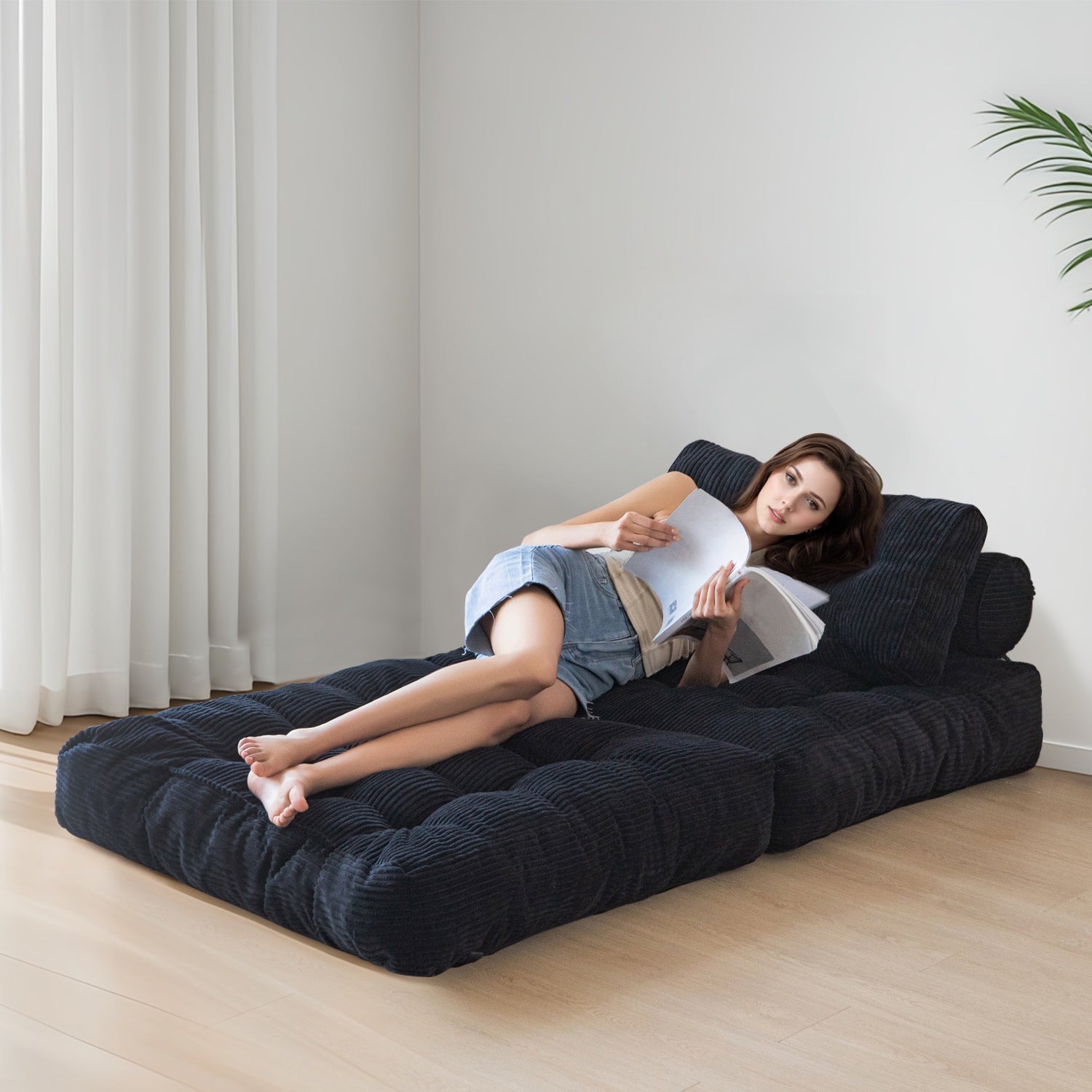 MAXYOYO Corduroy Sofa Bed - Convertible Sleeper Chair with Back Support | Comfortable for Living Room, Guest Room & Small Spaces