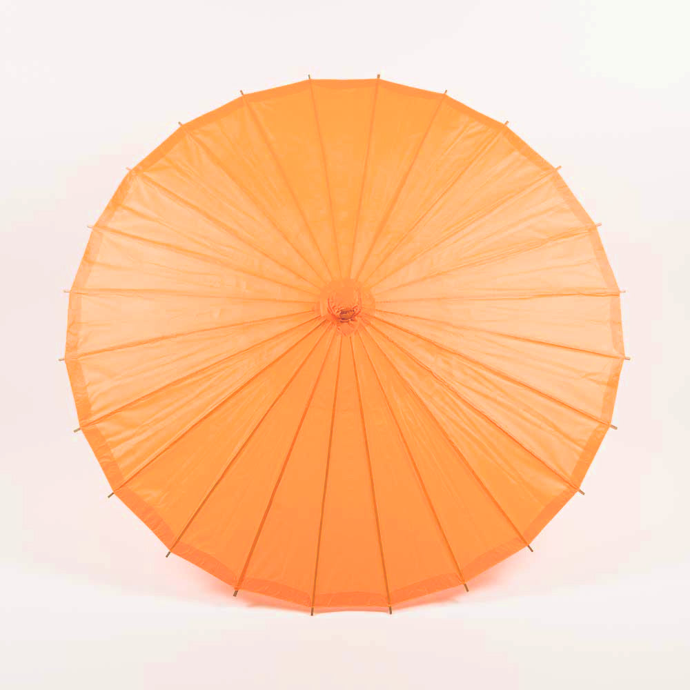 32 Orange Paper Parasol Umbrella with Elegant Bamboo Handle - Perfect for Hawaiian Luau Party, Tiki Bar Decor, Tropical Themed Weddings & Summer Photo Props