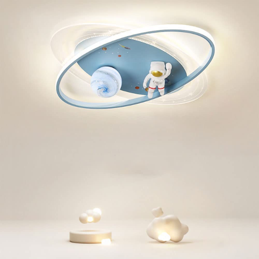 42W Modern Astronaut Ceiling Light for Kids Room - Spaceman Cartoon LED Hanging Lamp with Eye Protection, Perfect for Boys Bedroom & Nursery Decor