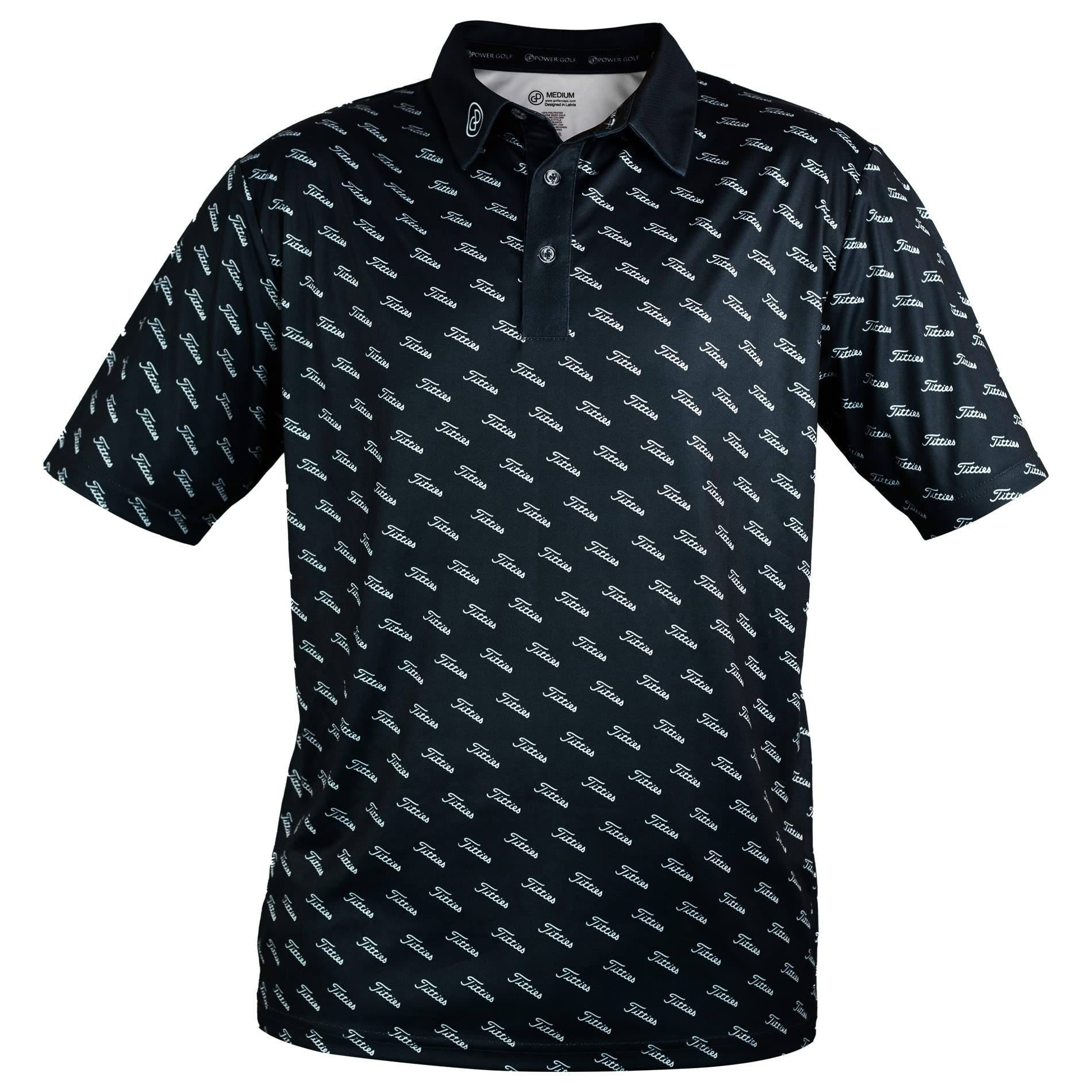 Men's Golf Polo Shirt with Titties Print - Breathable for Golf & Casual Wear