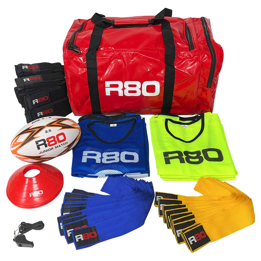 R80 Junior Rippa Game On Team Sets - Youth Flag Football Starter Kit for Kids Sports & Outdoor Play - Perfect for Backyard Games, School PE Class, and Team Practice