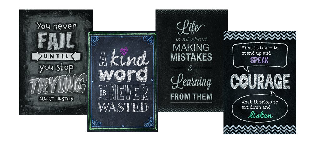 Creative Teaching Press Inspire U Chalk It Up! Classroom Decor Pack 4 - Black & Gray Bulletin Board Borders (0564) | Perfect for Elementary School Teachers, Homeschool Decor & Classroom Organization