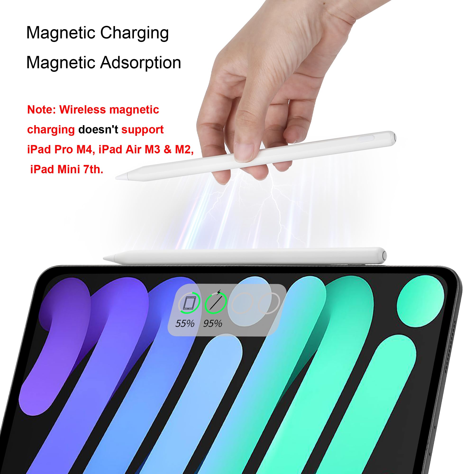 Apple Pencil 2nd Generation Stylus Pen - Magnetic Wireless Charging for iPad Pro 12.9