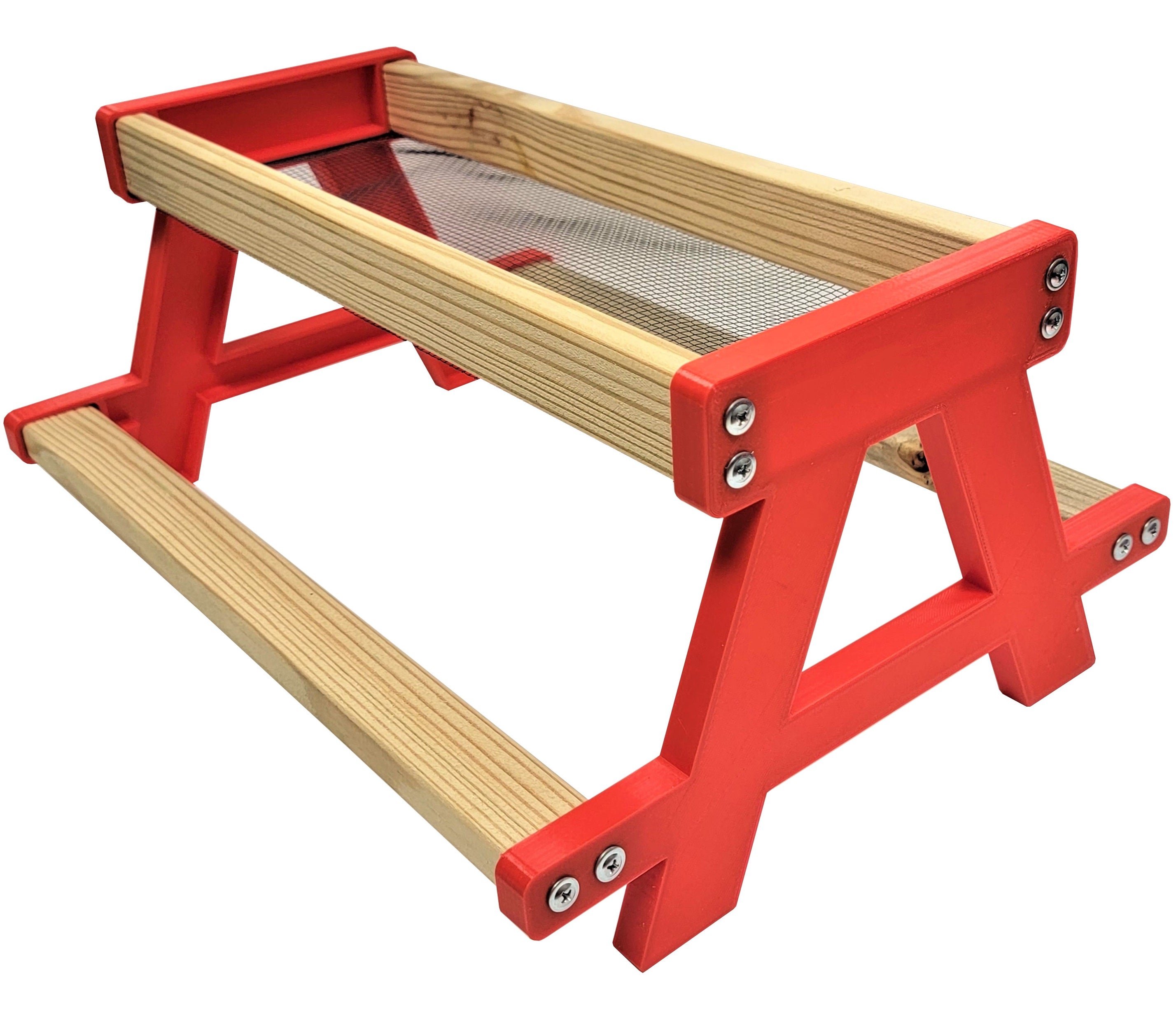 16 Inch Long Red Chicken Picnic Table - Durable Outdoor Chicken Feeder Bench for Hens & Ducks - Perfect for Backyard Poultry, Farm, or Garden Use
