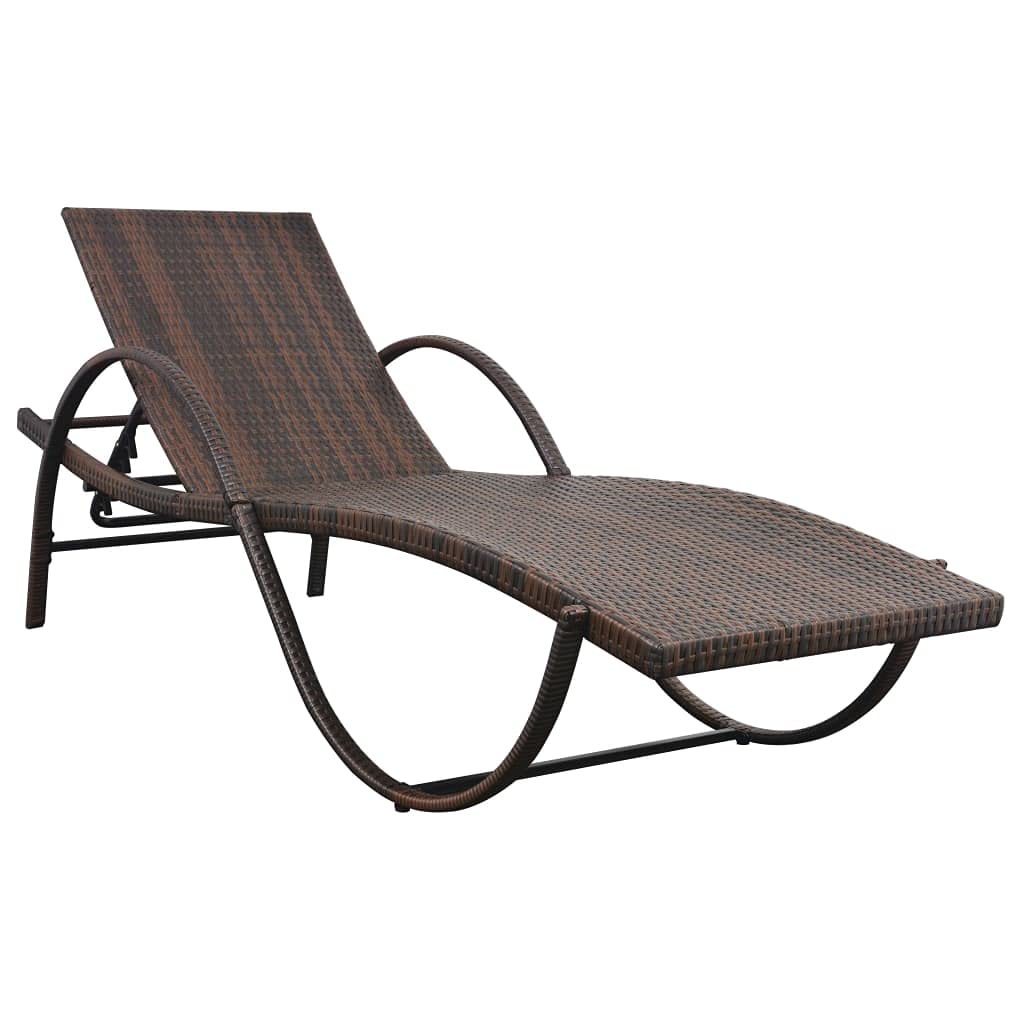 Sun Loungers 2 Pcs, Brown Poly Rattan Outdoor Lounge Chairs with Side Table - Patio Furniture for Pool Deck, Beach, Balcony, Yard, Garden, Resort & Backyard Relaxation