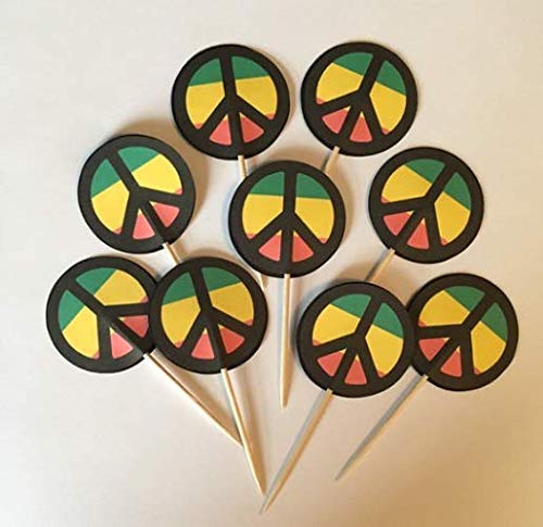 420 Cupcake Toppers - Edible Pot Leaf & Rasta Decorations for Birthday, Bachelorette & Themed Parties - Perfect for Stoner, Hippie & Cannabis-Themed Celebrations