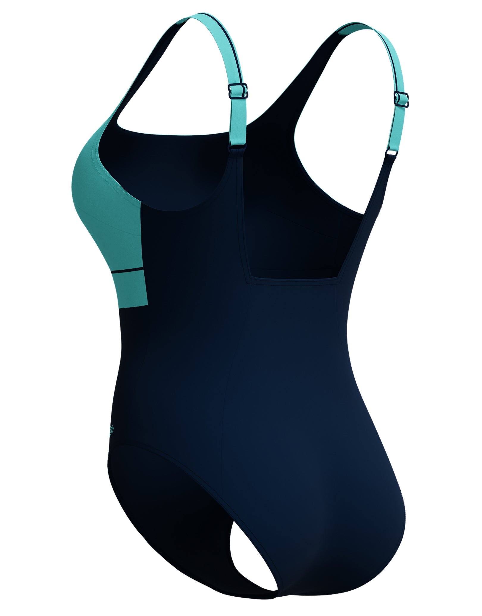 Women's Shaping Contour Eclipse Swimsuit - Navy & Turquoise Two-Tone High Waist Bikini Set for Beach, Pool & Summer Vacations