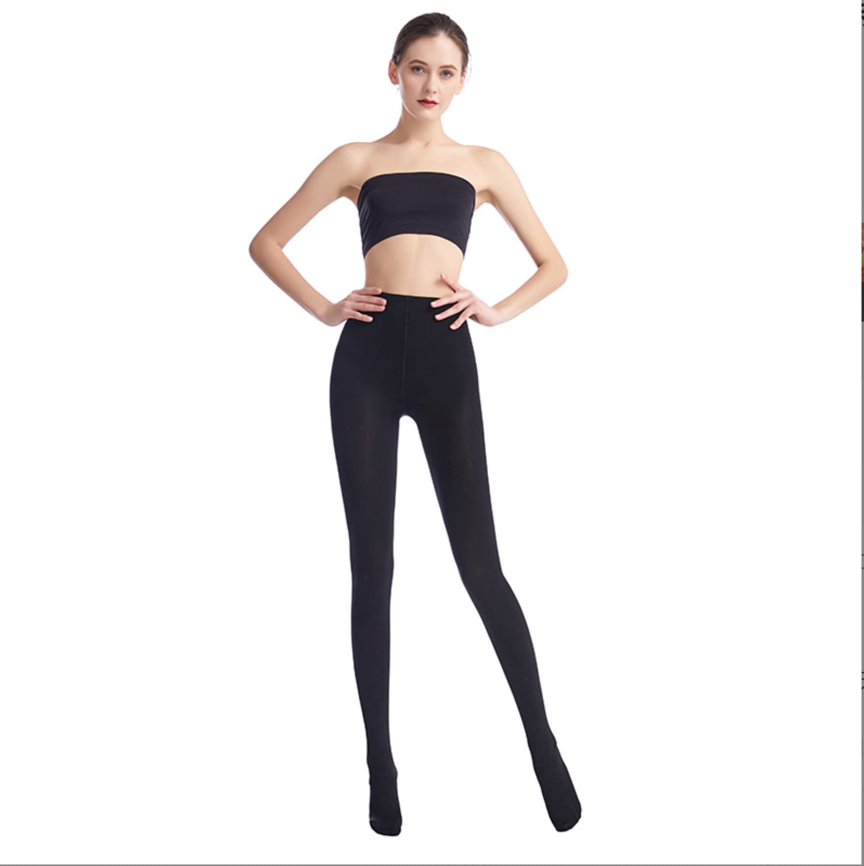 2 Pairs Women's 80 Denier Matte Opaque Tights - Soft Stretch Fit Black Tights for Everyday Wear & Office Outfits