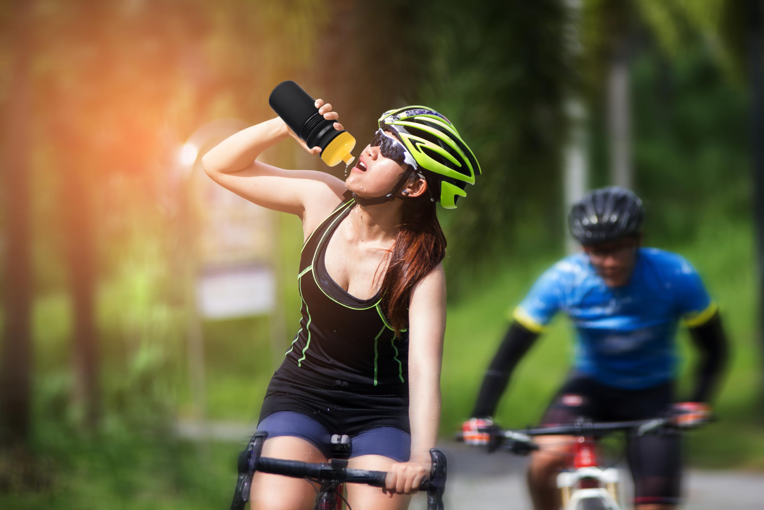 Rolling Sands 20 oz. Bulk Water Bottles 24 Pack - BPA-Free Reusable Plastic Sports Bottles with Easy Open Pull Top Cap | Dishwasher Safe for Adults & Kids | Made in USA (Black Bottles/Clear Lids) | Perfect for Gym, School, Sports & Outdoor Activities