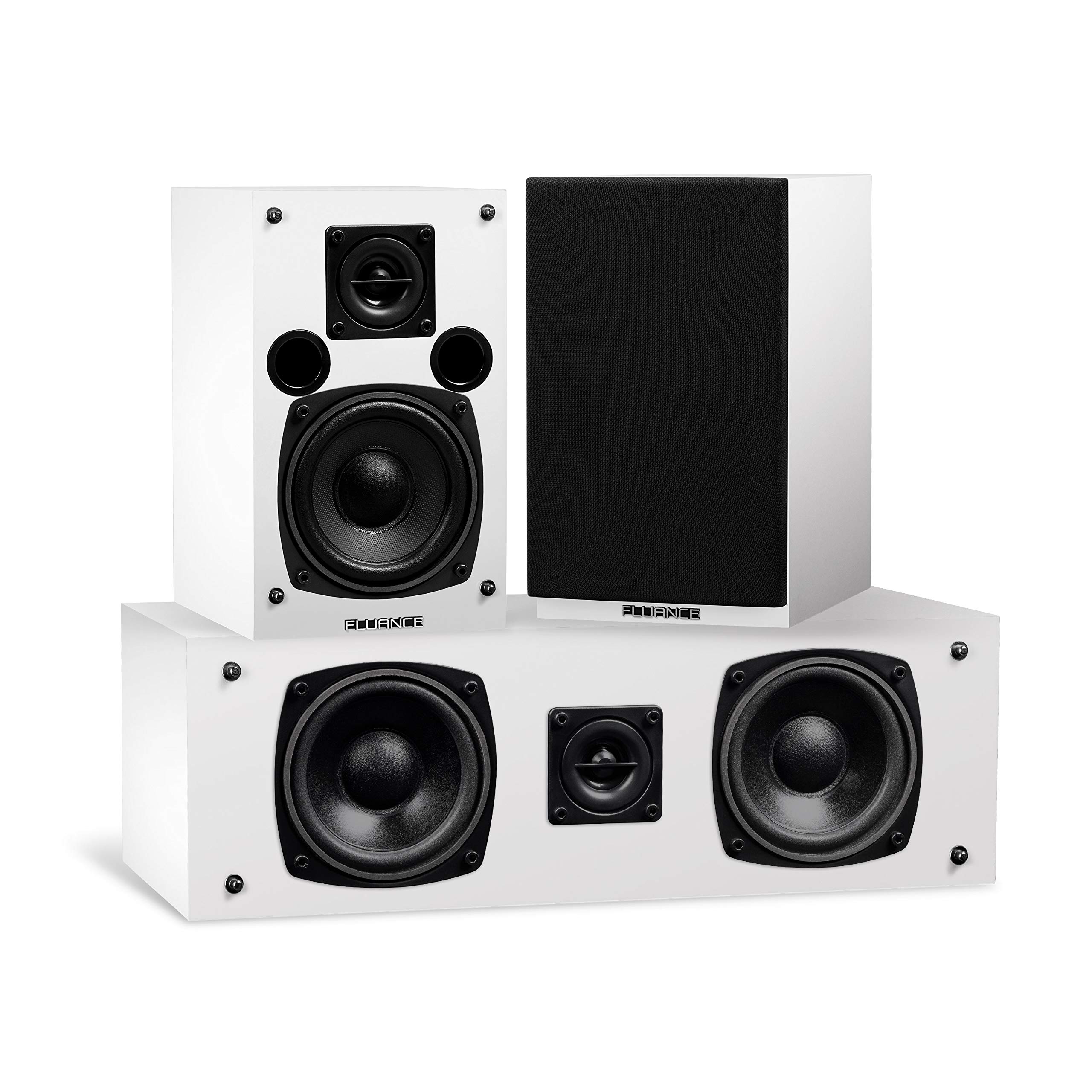 Fluance Elite 7.0 Channel Home Theater Speaker System with Floorstanding Towers, Center Channel, and Surround Speakers - White (SX70WHR) for Immersive Movie Nights and Gaming