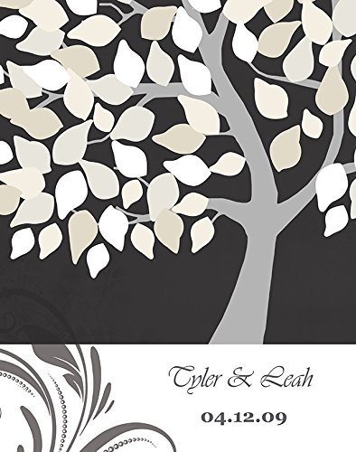 Personalized Couples Canvas Wall Art - Custom His & Hers Romance Tree with Names & Date - Wedding, Anniversary, Housewarming Gift - Charcoal 20