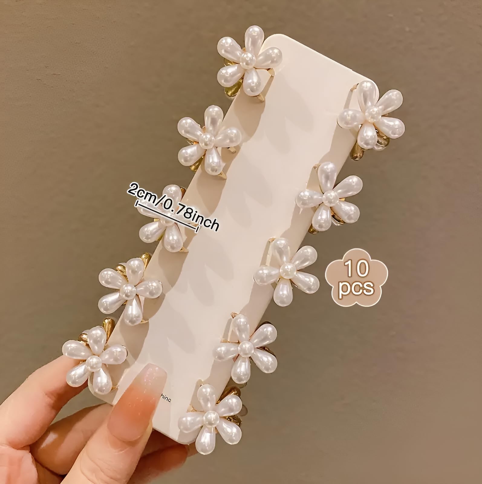 10 PCS Tiny Pearl Claw Clips - Mini Flower Hair Clips for Women & Girls | Non-Slip Decorative Barrettes for Thick, Thin, Long & Curly Hair (White) | Perfect for School, Work, Parties & Everyday Hairstyles