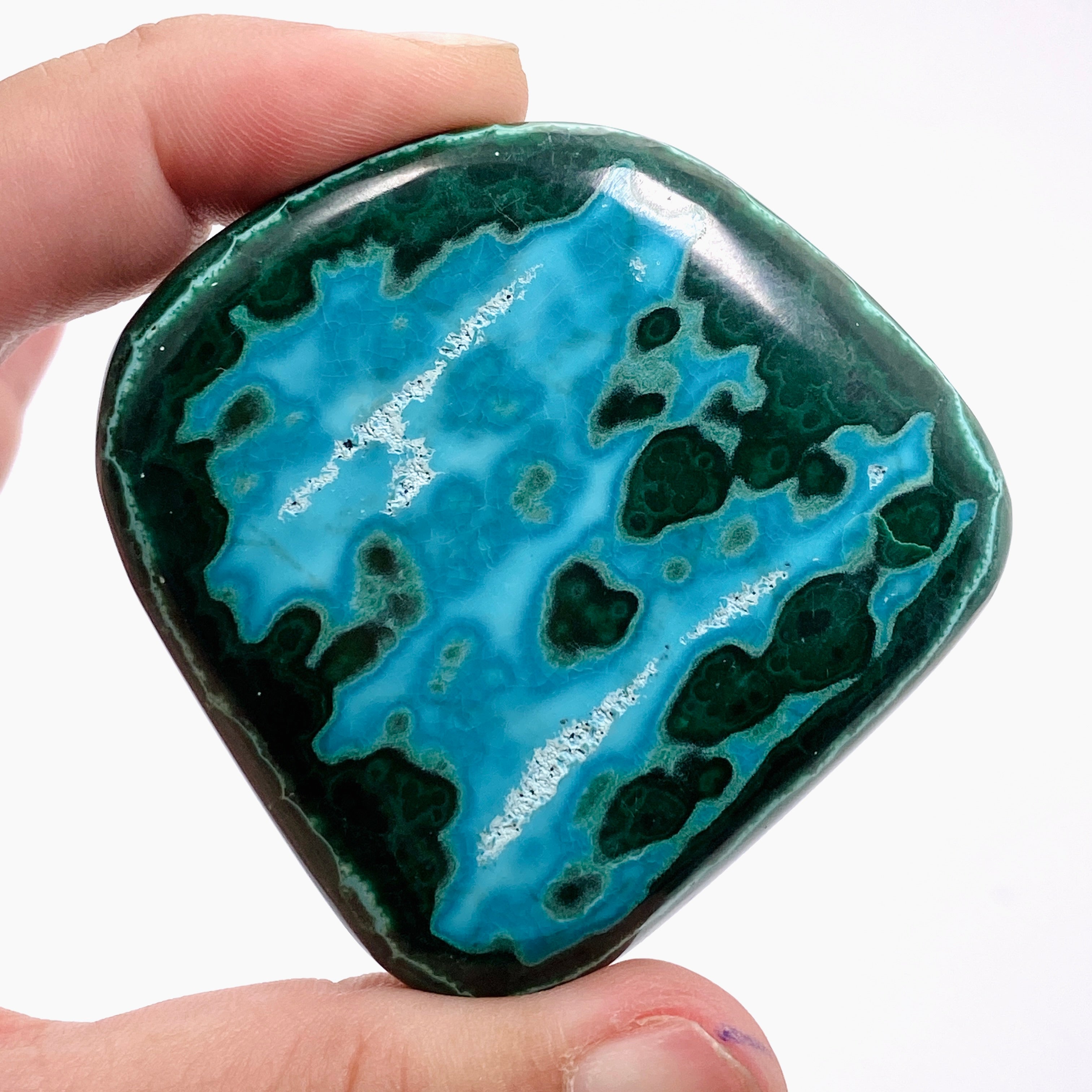 Natural Malachite and Chrysocolla Polished Freeform Stone - Congo CR3749 | Healing Crystal for Meditation, Jewelry Making & Home Decor