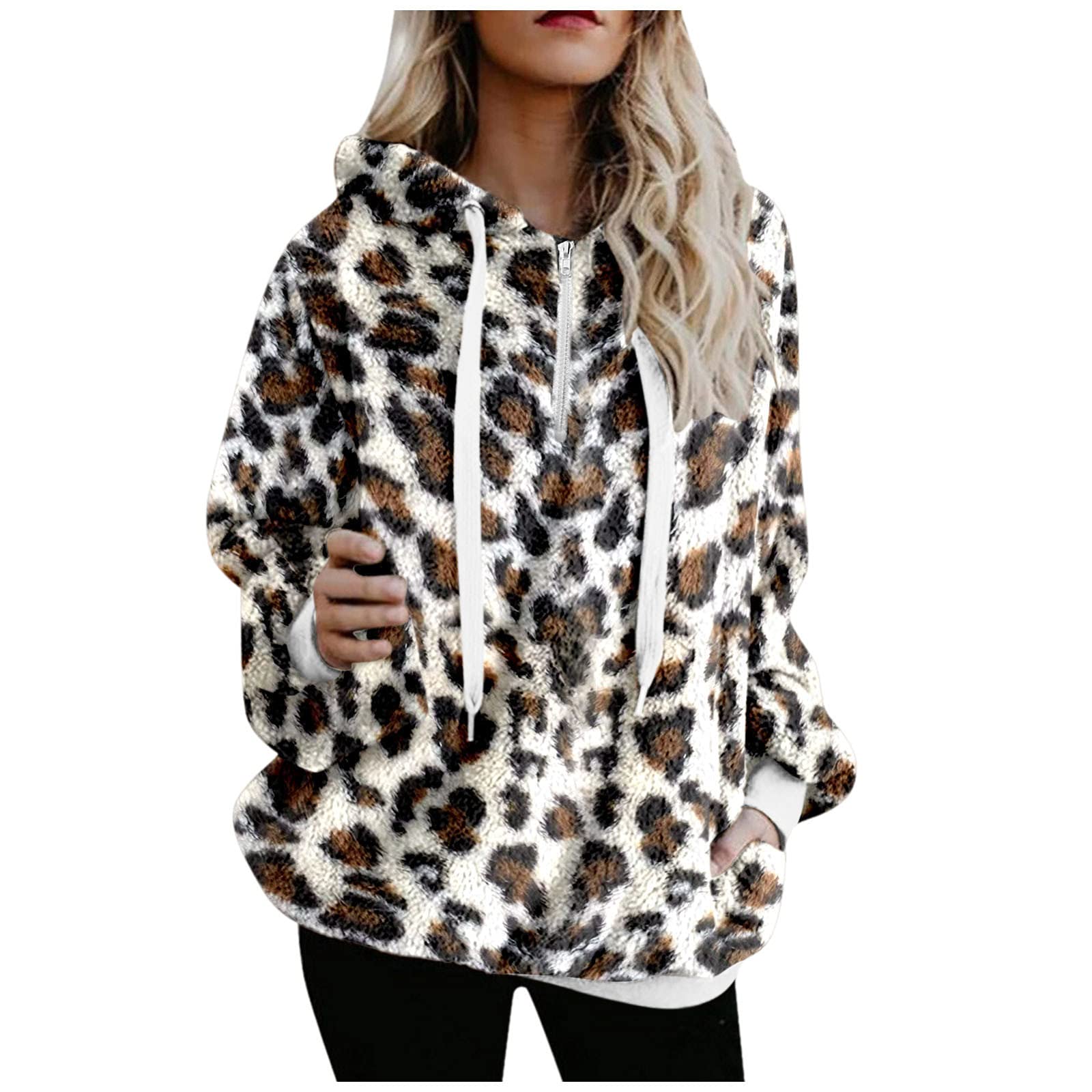 Plus Size Women's Hooded Sweatshirt Coat - Winter Warm Zip Up Jacket with Pockets, Long Cardigan Sweater for Casual Outwear | Perfect for Cold Weather, Office Wear & Everyday Comfort
