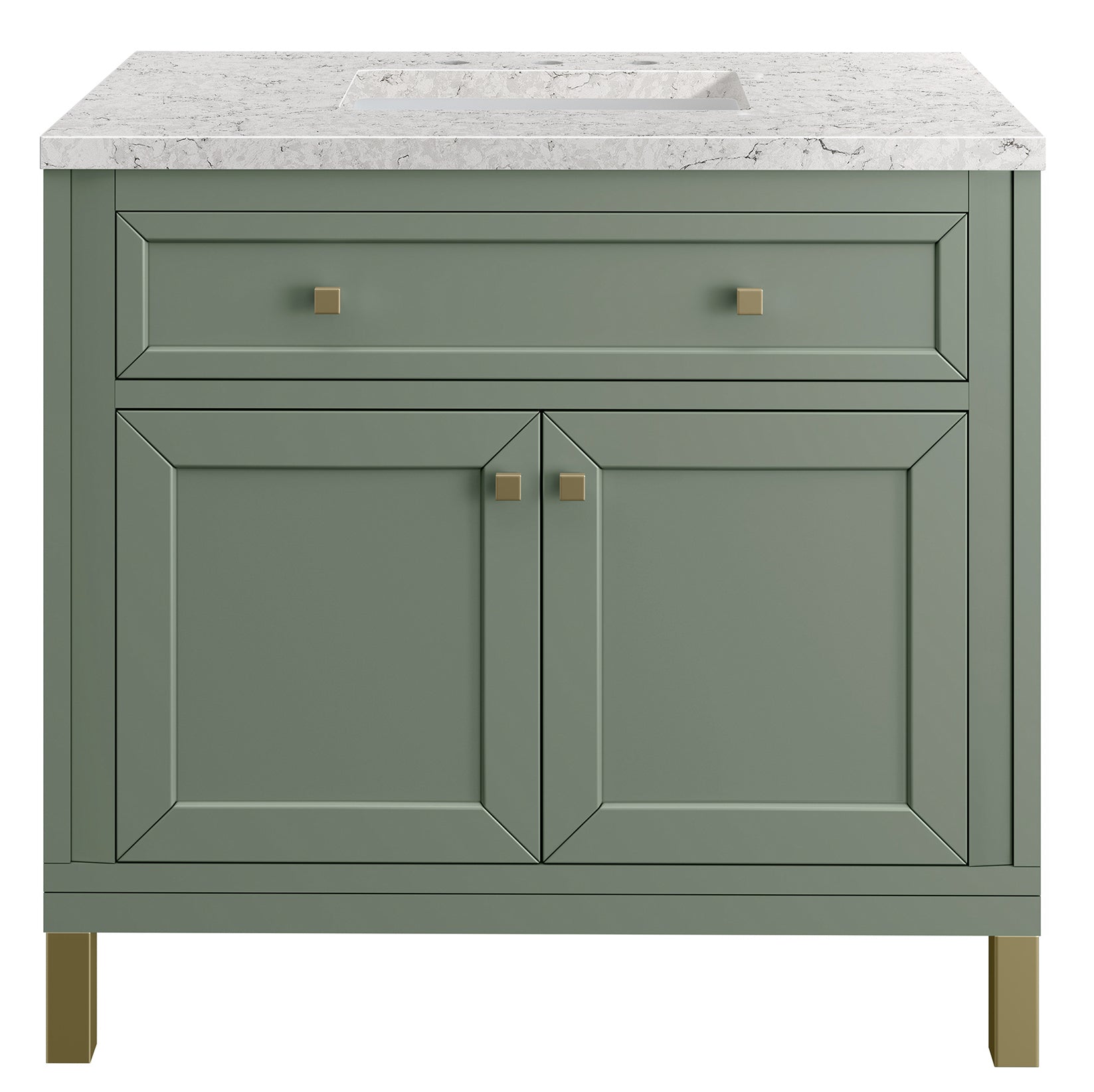 James Martin Vanities Chicago Collection 36 Inch Single Bathroom Vanity in Smokey Celadon with Countertop Options - Modern Farmhouse Style for Small Bathrooms & Powder Rooms