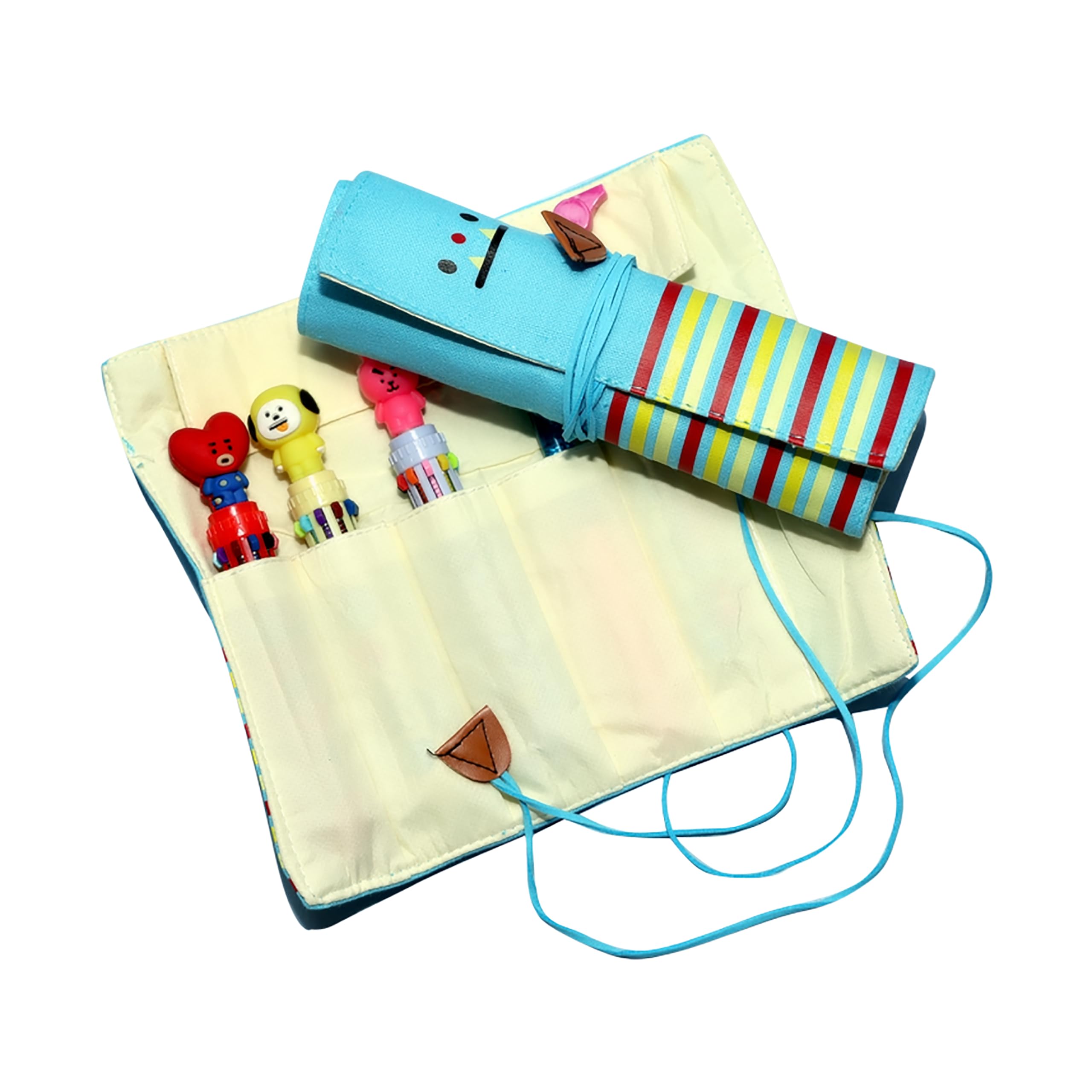 MALKIN Baby Blue Roll Geometry Box for Kids - School Pencil Case for Boys & Girls | Japanese Style Pencil Box with Math Tools | Perfect Birthday Gift for Students | Use for School, Homework & Art Projects