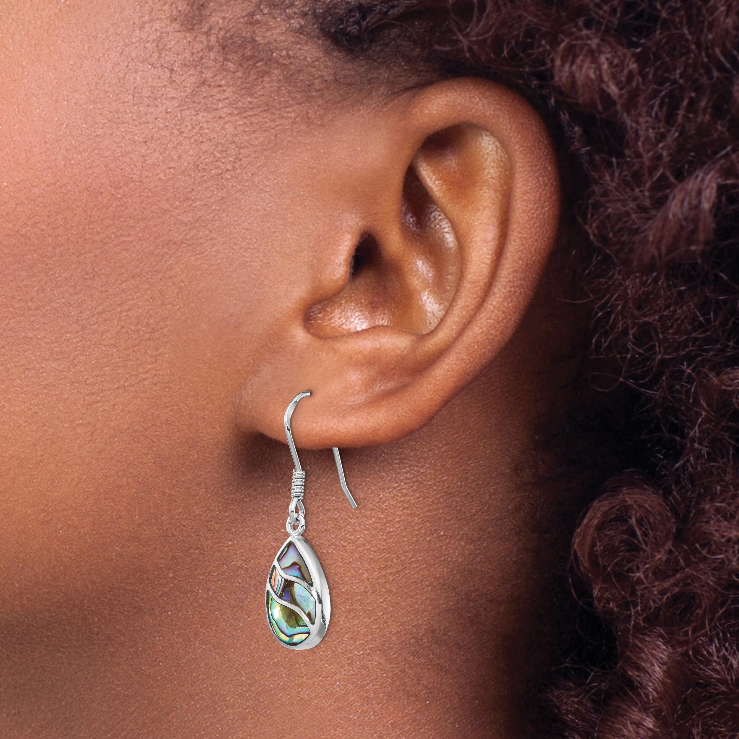 925 Sterling Silver Abalone Shell Teardrop Dangle Earrings for Women - Handmade Ocean Jewelry Gift for Birthday, Anniversary & Beach Vacation