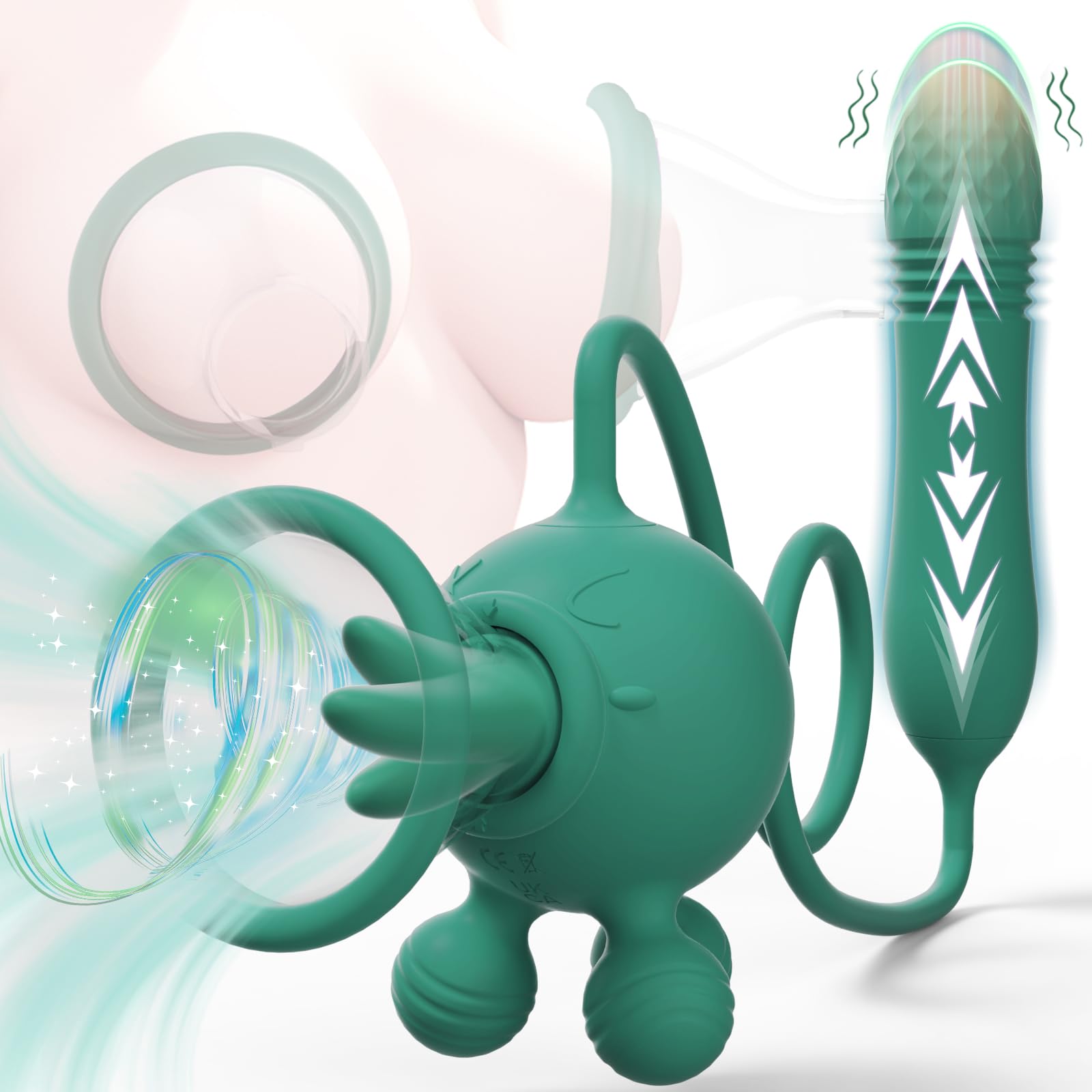 Premium 4-in-1 Adult Vibrator for Women - 3 Suction Modes, 7 Licking Patterns, 10 Vibration Speeds & 3 Thrusting Motions - G-Spot & Clitoral Stimulator with Nipple Massager - Perfect for Solo Play, Couples & Sensual Exploration