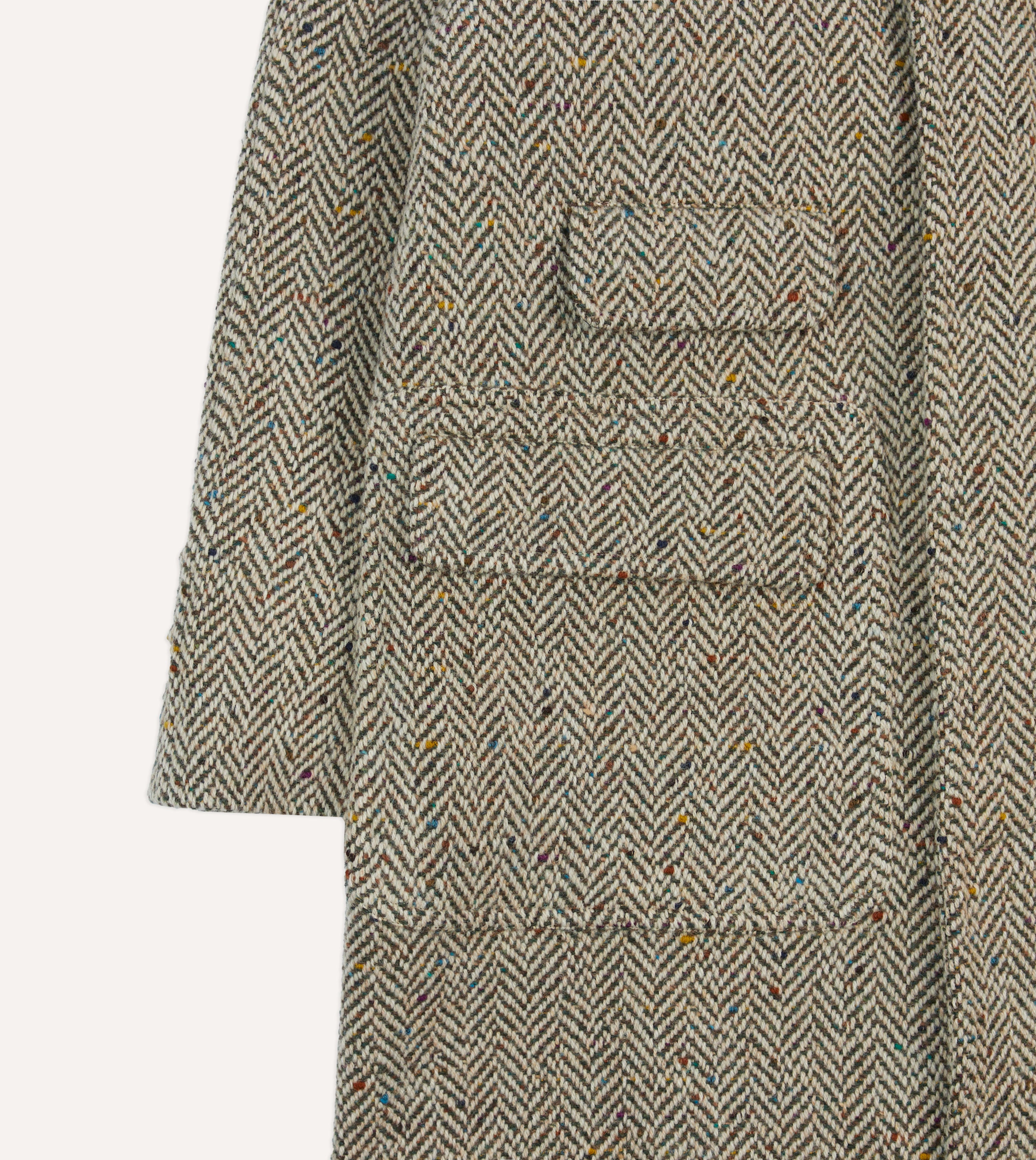 Taupe Herringbone Flecked Wool Raglan Coat for Women - Warm Winter Overcoat with Stylish Flecked Design, Perfect for Office, Dating and Outdoor Activities