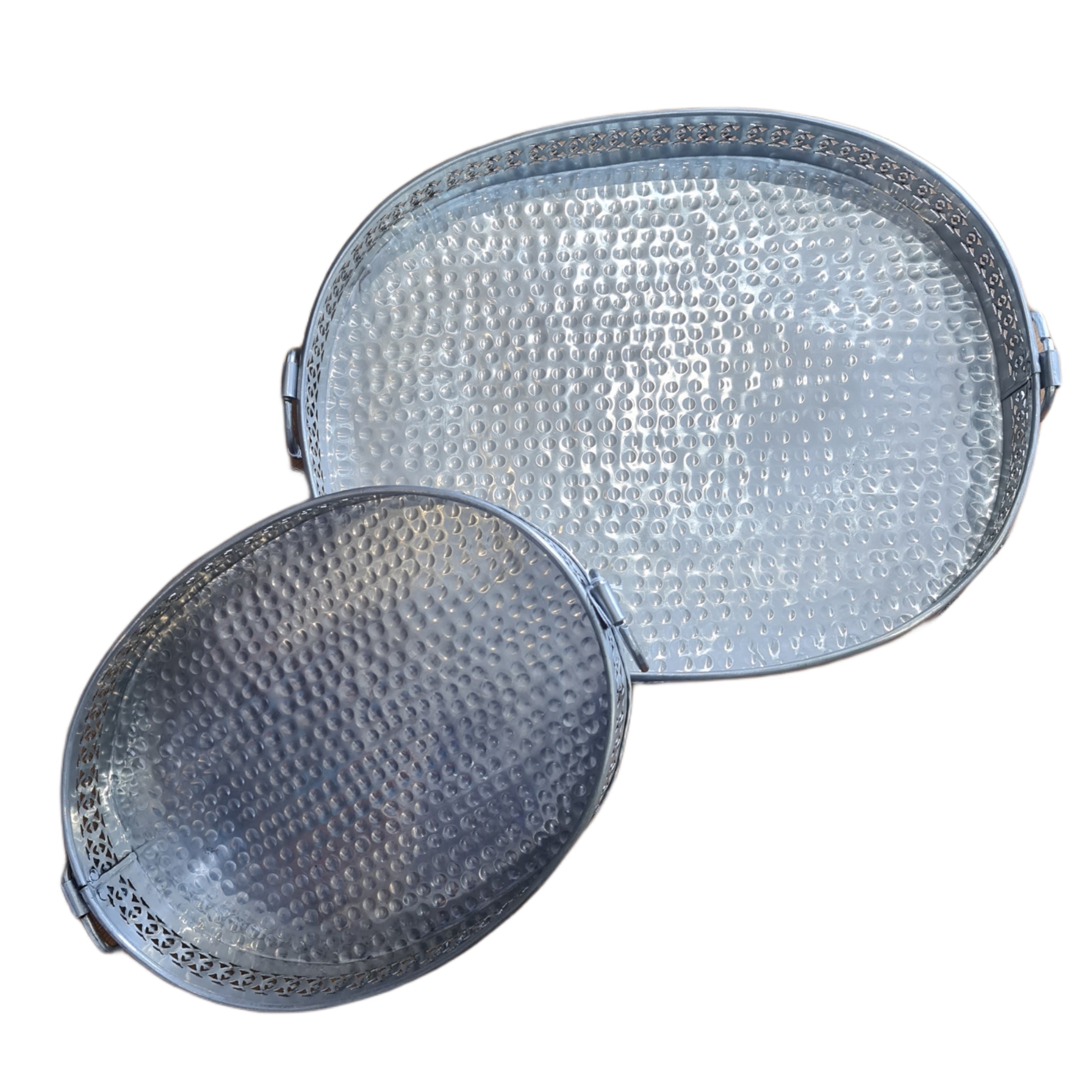 Handmade Medina Oval Trays with Hammered Finish - Elegant Serving Platters for Parties, Weddings, and Home Decor