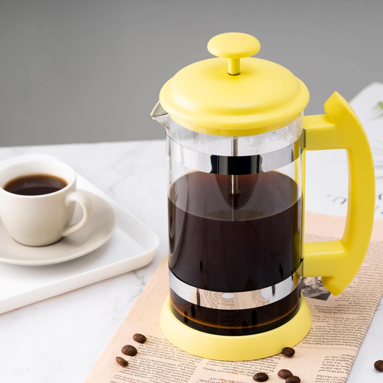 Fenteer 12-Cup Borosilicate Glass Coffee Maker - Durable & Heat Resistant for Office, Home, or Camping - Perfect for Morning Brews & Family Gatherings (Yellow)