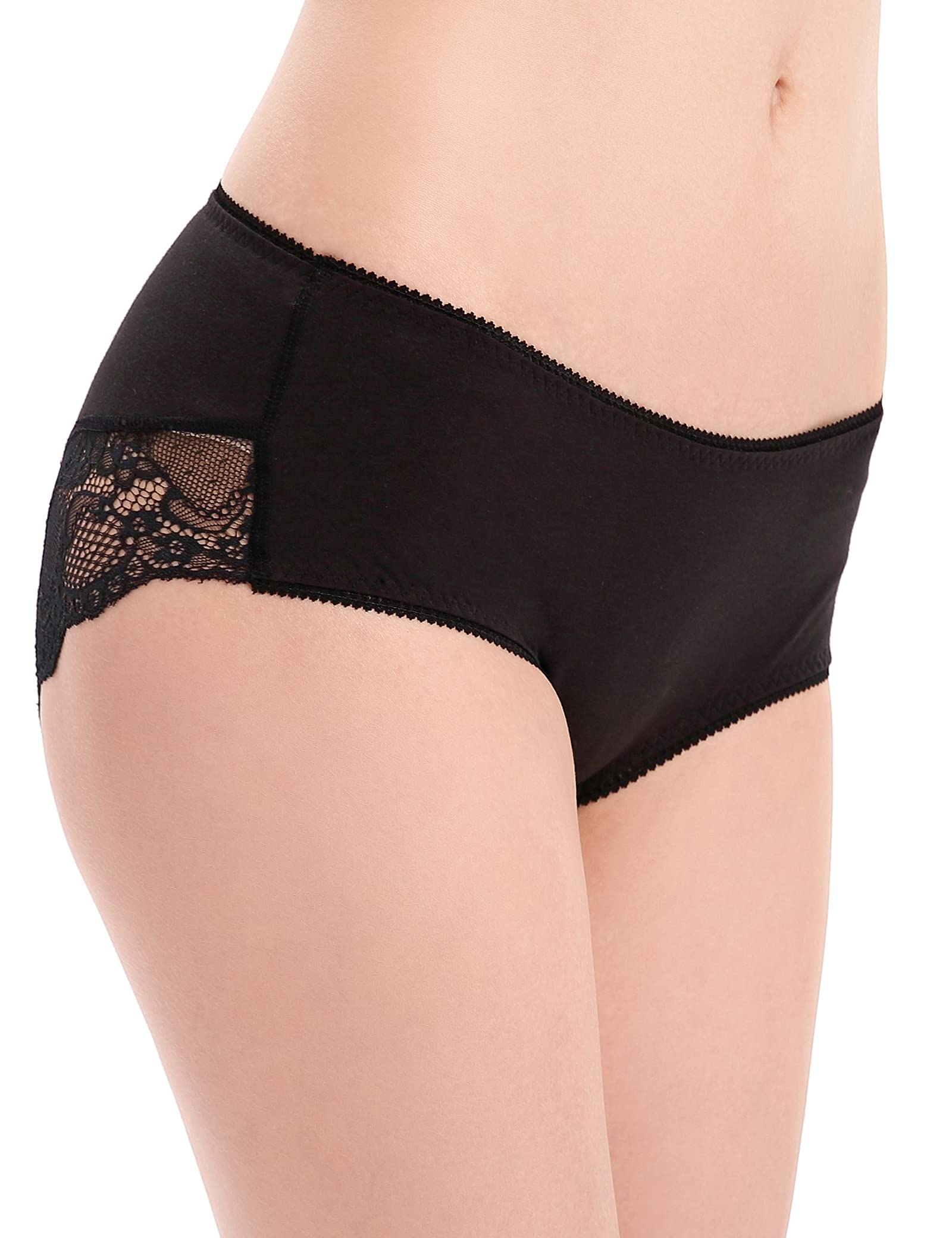 Lace Back Women's Underwear - Mid Rise Full Coverage Briefs 4 Pack (Regular & Plus Size) | Comfortable Daily Wear & Sleepwear for Ladies