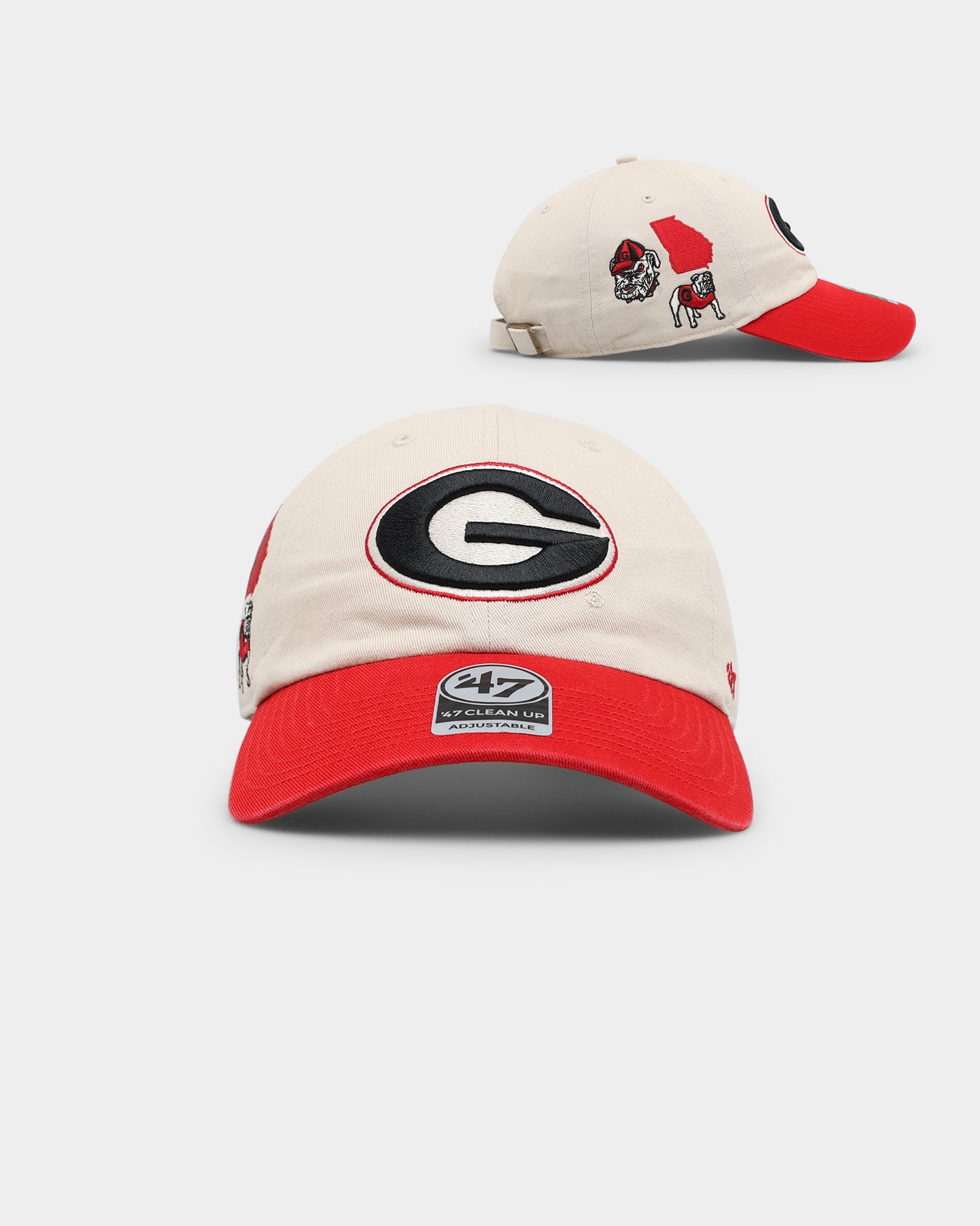 47 Brand Georgia Bulldogs NCAA Adjustable Strapback Hat - Bone Color for Men & Women - Perfect for Game Day, Tailgating & Casual Wear