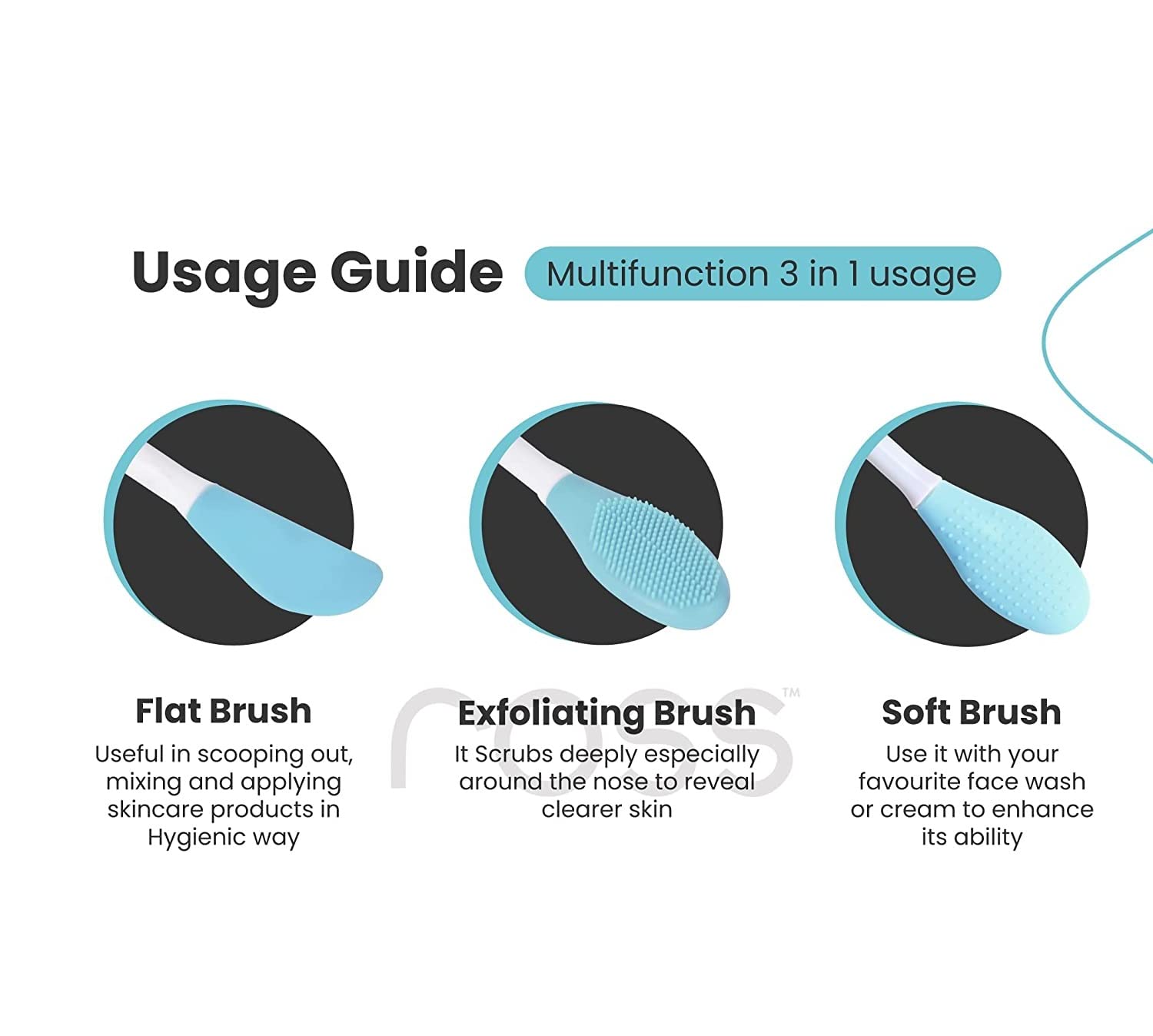 Premium Silicone Dual-Ended Face Mask Brush - Soft Facial Cleansing Scrubber & Lip Brush for Mud, Clay, Charcoal Masks | DIY Cream & Lotion Applicator Tool (Color May Vary) | Perfect for Spa Days & At-Home Skincare Routines