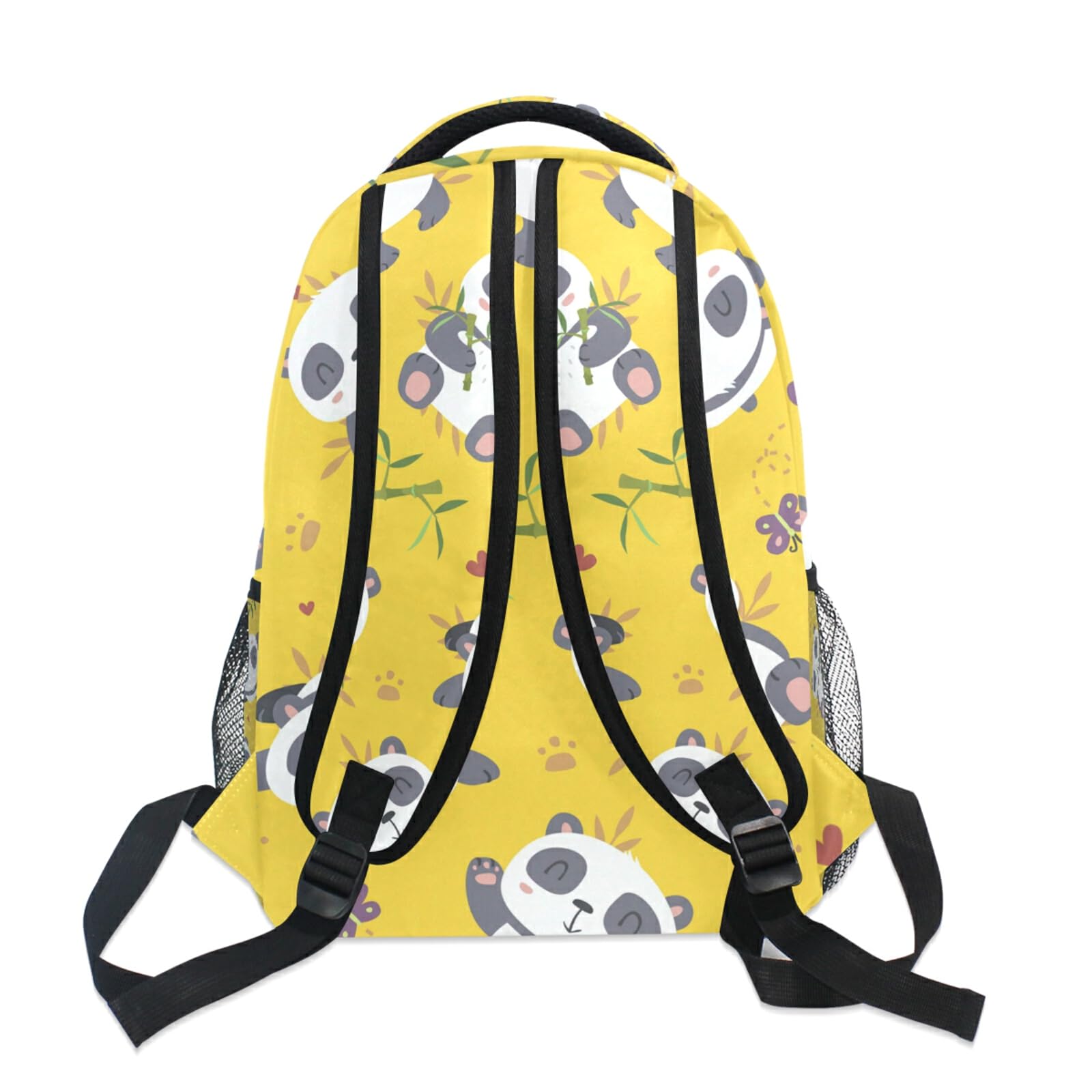 Qilmy Panda Backpack for Girls - Cute School Bookbag with Laptop Compartment, Lightweight Travel Daypack for Students (Yellow) - Perfect for School, College, Travel & Daily Use