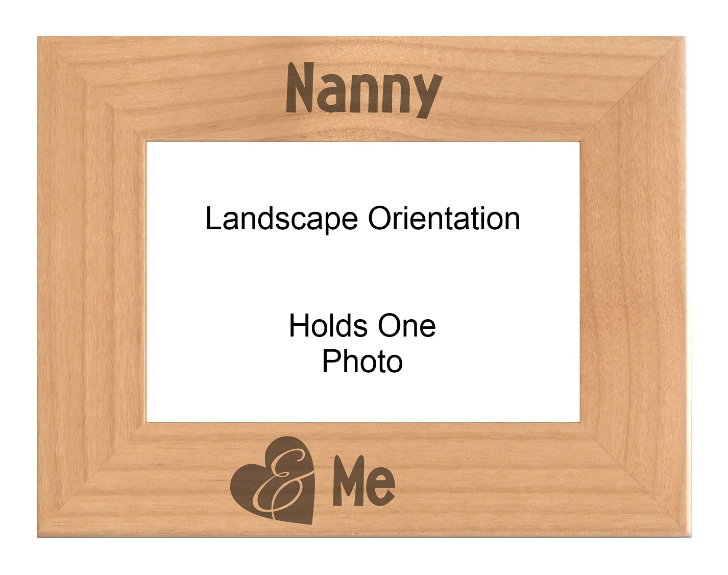 Personalized Heart Engraved Natural Wood Picture Frame - Perfect Gift for Grandma, Nanny & Mother's Day - Home Decor, Nursery Display, Family Photo Keepsake