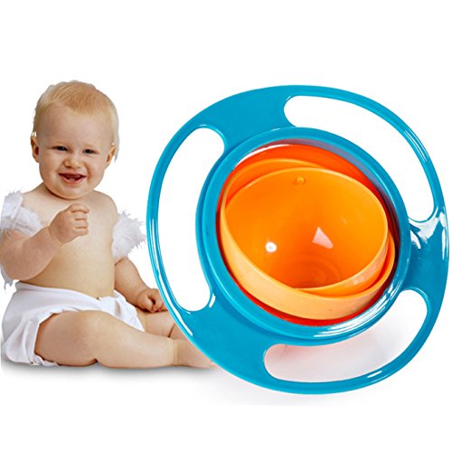 Itian Baby 360° Rotating Spill-Proof Bowl with Suction Base - Fun & Safe Feeding Dish for Toddlers, Kids & Infants - Perfect for High Chair, Travel & Mess-Free Mealtime (Blue)