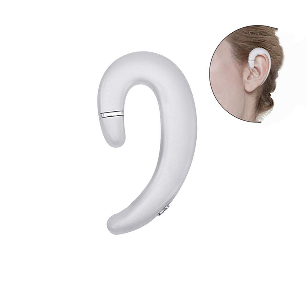Wireless Bluetooth Headset with Ear Hook, Single Ear Headphone with Microphone & Noise Cancelling, Comfortable Pain-Free Design for iPhone 14/13/12/11/X/8 & Android Phones (Silver) - Perfect for Driving, Office Calls & Outdoor Activities