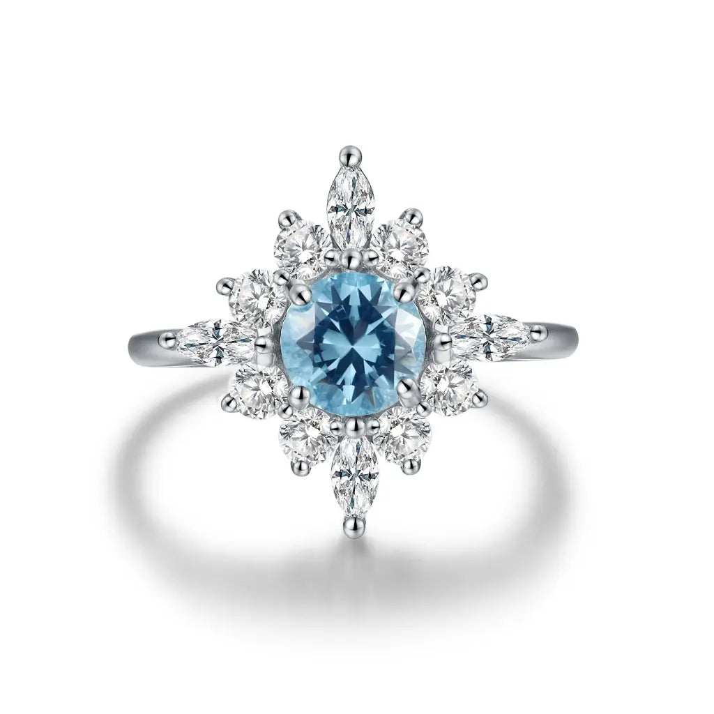 Anna Ring Blue - Elegant CZ Stone Silver Ring for Women, Perfect for Parties, Weddings & Daily Wear