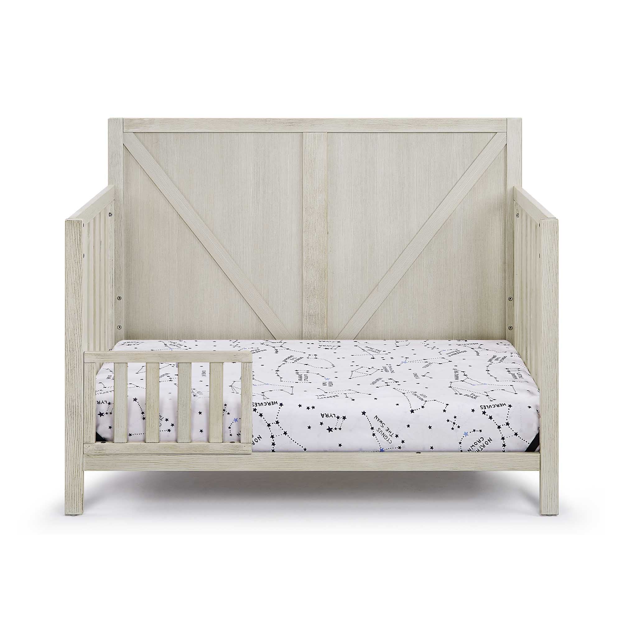HomVent 4-in-1 Convertible Baby Crib to Toddler Bed, Daybed & Full Size Bed - Rustic Farmhouse Style Nursery Furniture with 3 Adjustable Mattress Heights (Grey) | Perfect for Newborns, Infants & Growing Kids in Modern Nursery Rooms