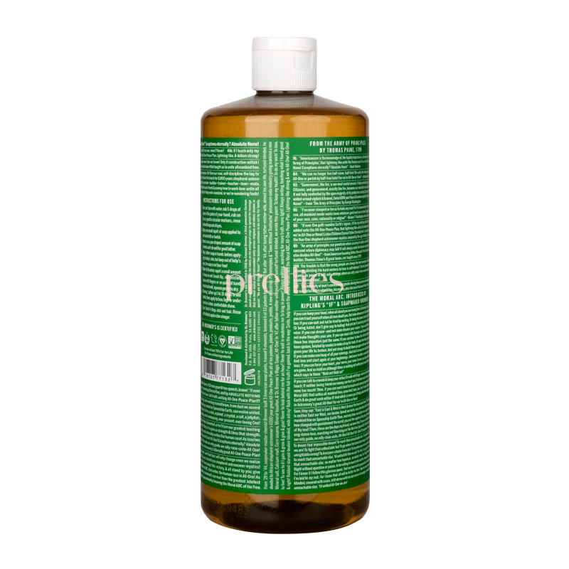 Dr. Bronner's Organic Almond Liquid Soap - 18-in-1 Pure Castile Soap, 32oz (946ml) for Face, Body, Hair & Home - Vegan, USDA Certified, Cruelty-Free